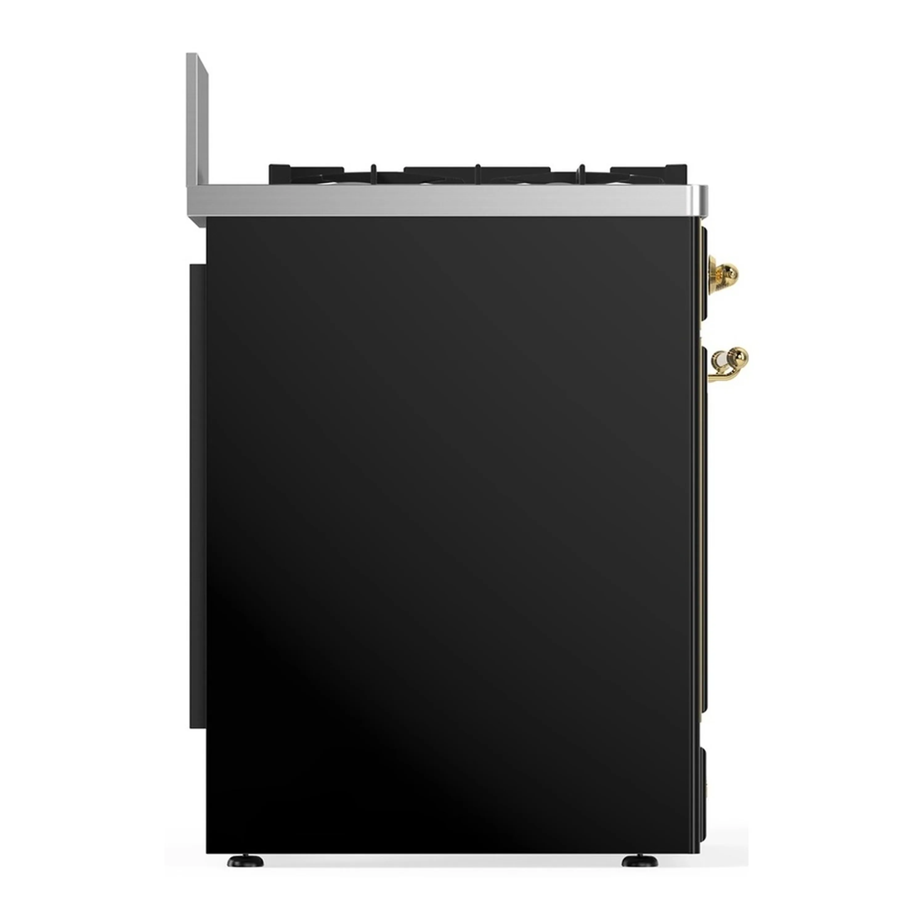 ILVE Majestic III 30-inch Dual Fuel Range with 5 Natural Gas Burner and Solid Door Electric Oven in Glossy Black with Brass Trim (UM30QNR3BKG) - Image 7