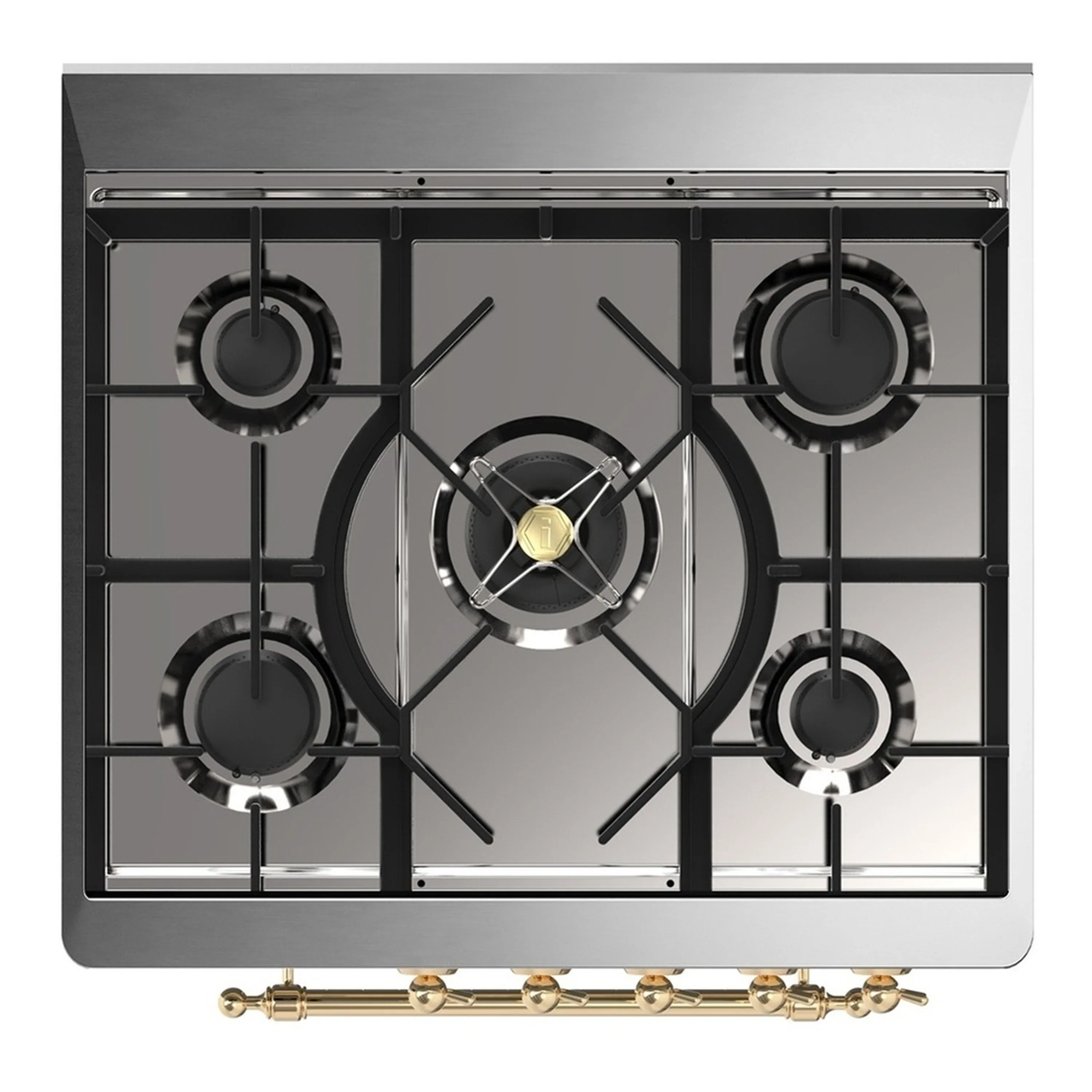 ILVE Majestic III 30-inch Dual Fuel Range with 5 Natural Gas Burner and Solid Door Electric Oven in Graphite Matte with Brass Trim (UM30QNR3MGG) - Image 2