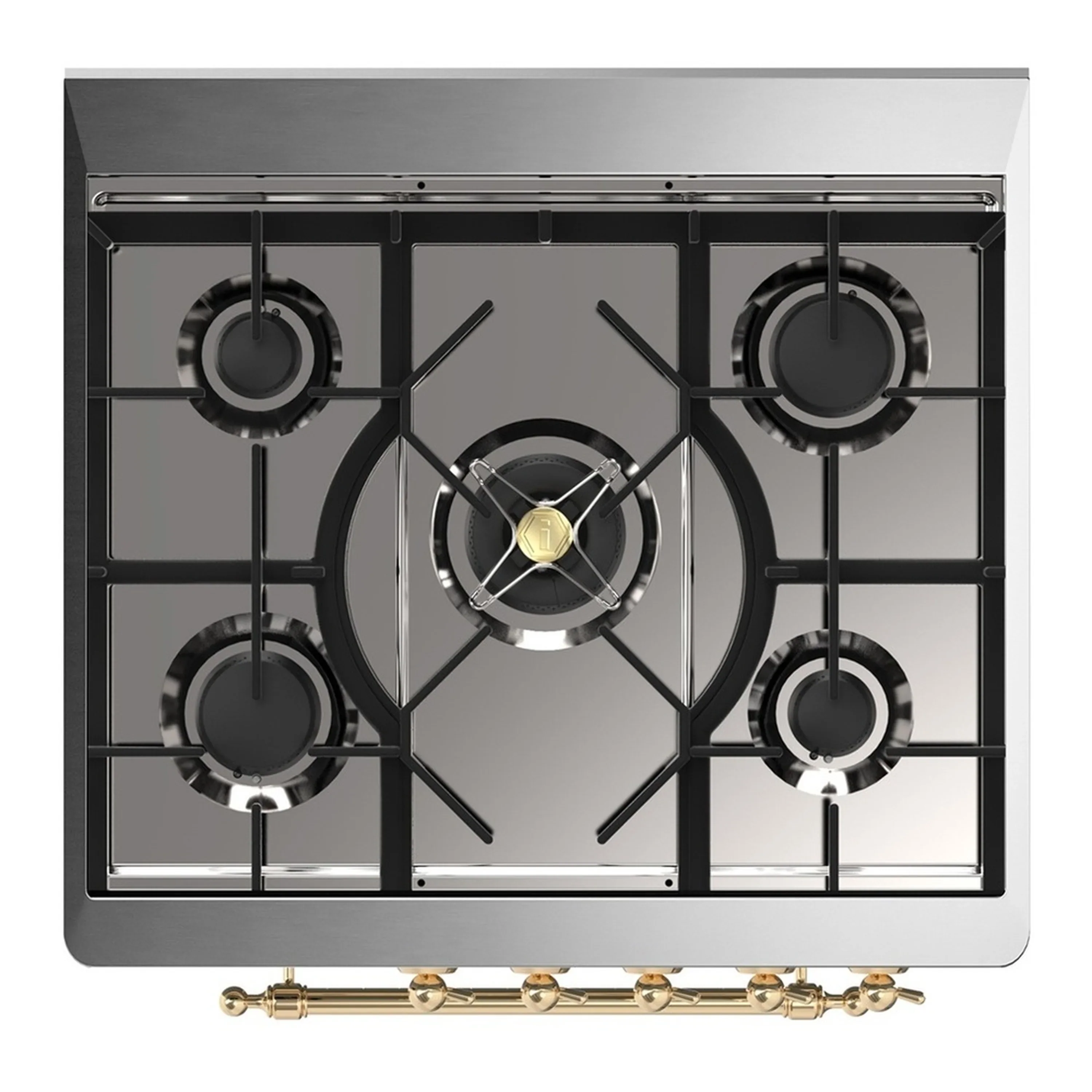 ILVE Majestic III 30-inch Dual Fuel Range with 5 Liquid Propane Burner and Triple Glass Door Electric Oven in Blue Grey with Brass Trim (UM30NR3MBGLP) - Image 2