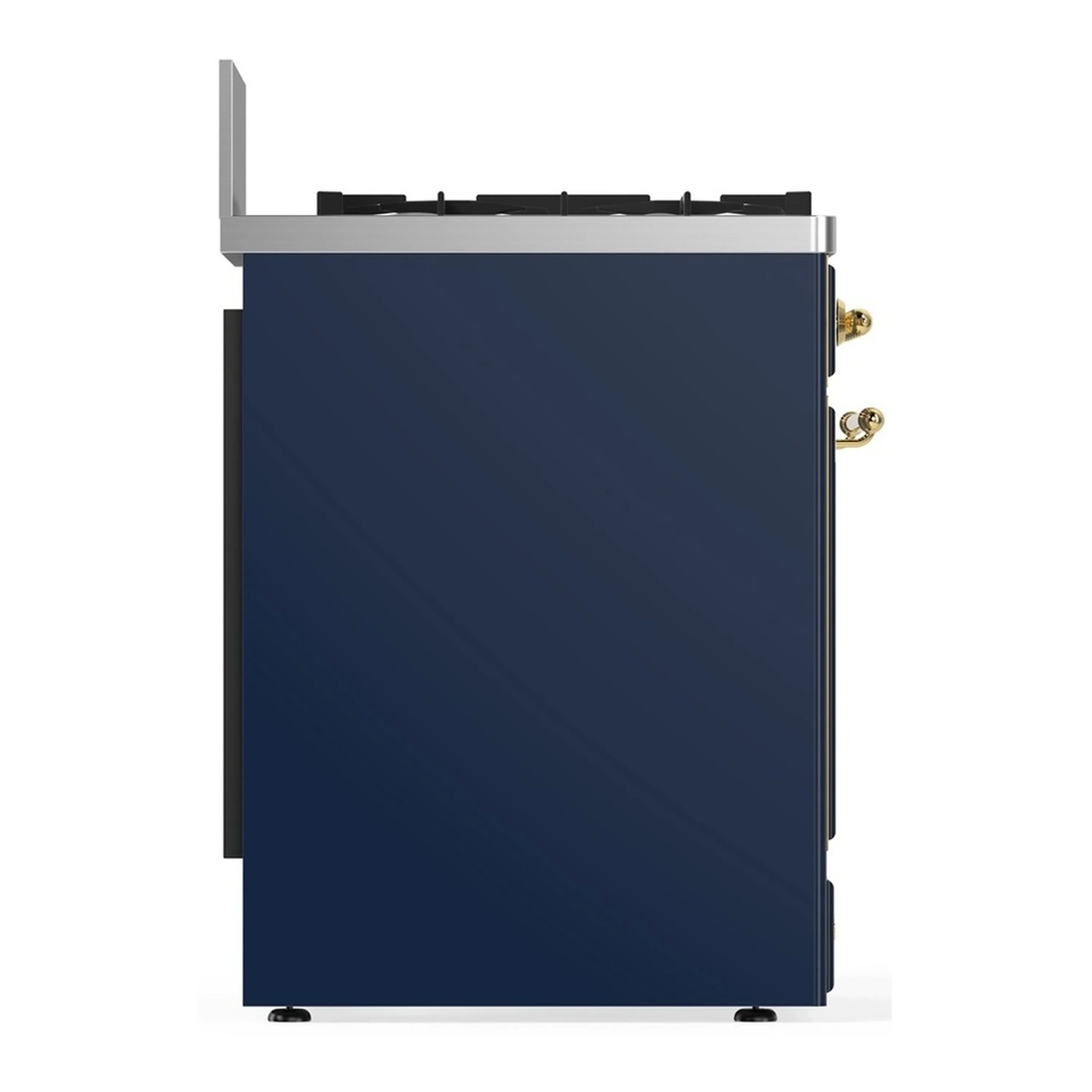 ILVE Majestic III 30-inch Dual Fuel Range with 5 Natural Gas Burner and Solid Door Electric Oven in Blue Grey with Brass Trim (UM30QNR3MBG) - Image 7