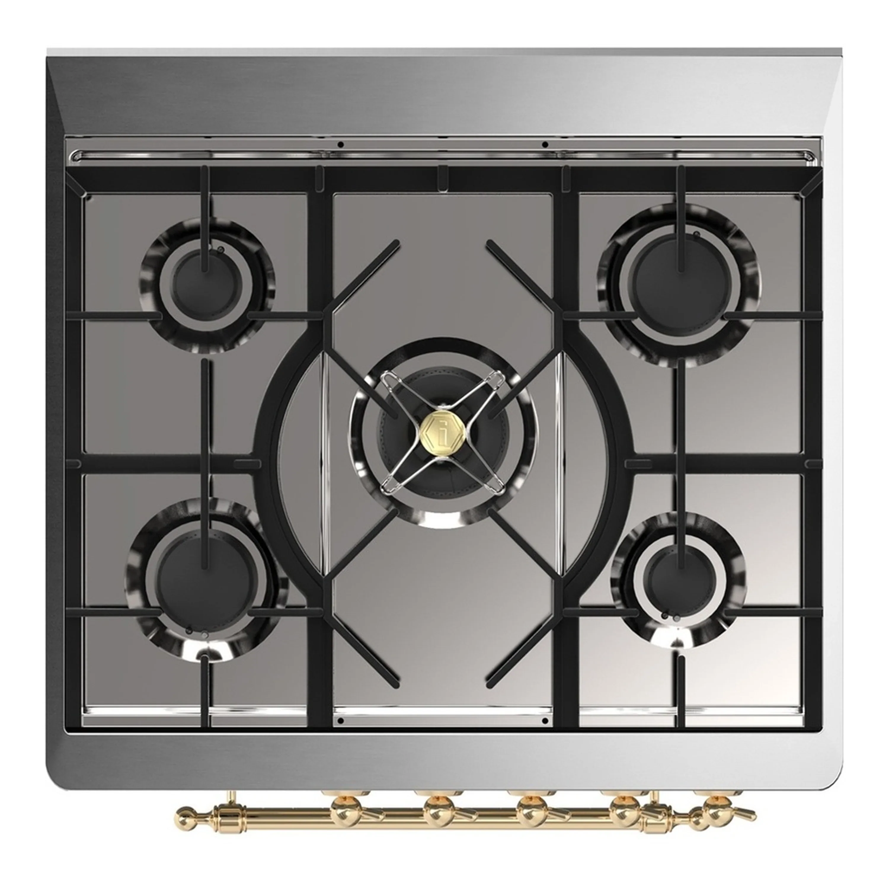 ILVE Majestic III 30-inch Dual Fuel Range with 5 Liquid Propane Burner and Solid Door Electric Oven in Blue Grey with Brass Trim (UM30QNR3MBGLP) - Image 2