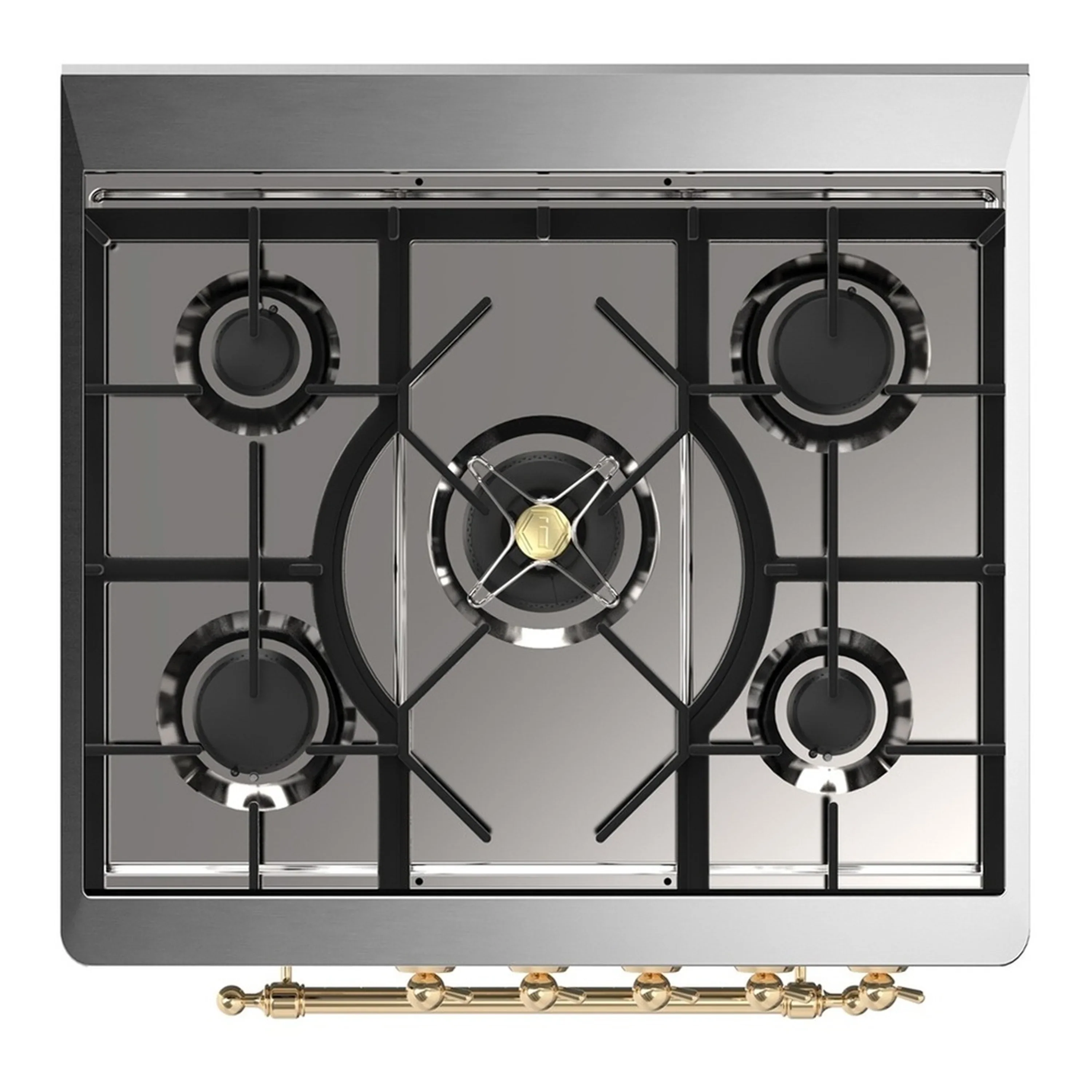ILVE Majestic III 30-inch Dual Fuel Range with 5 Natural Gas Burner and Solid Door Electric Oven in White with Brass Trim (UM30QNR3WHG) - Image 2