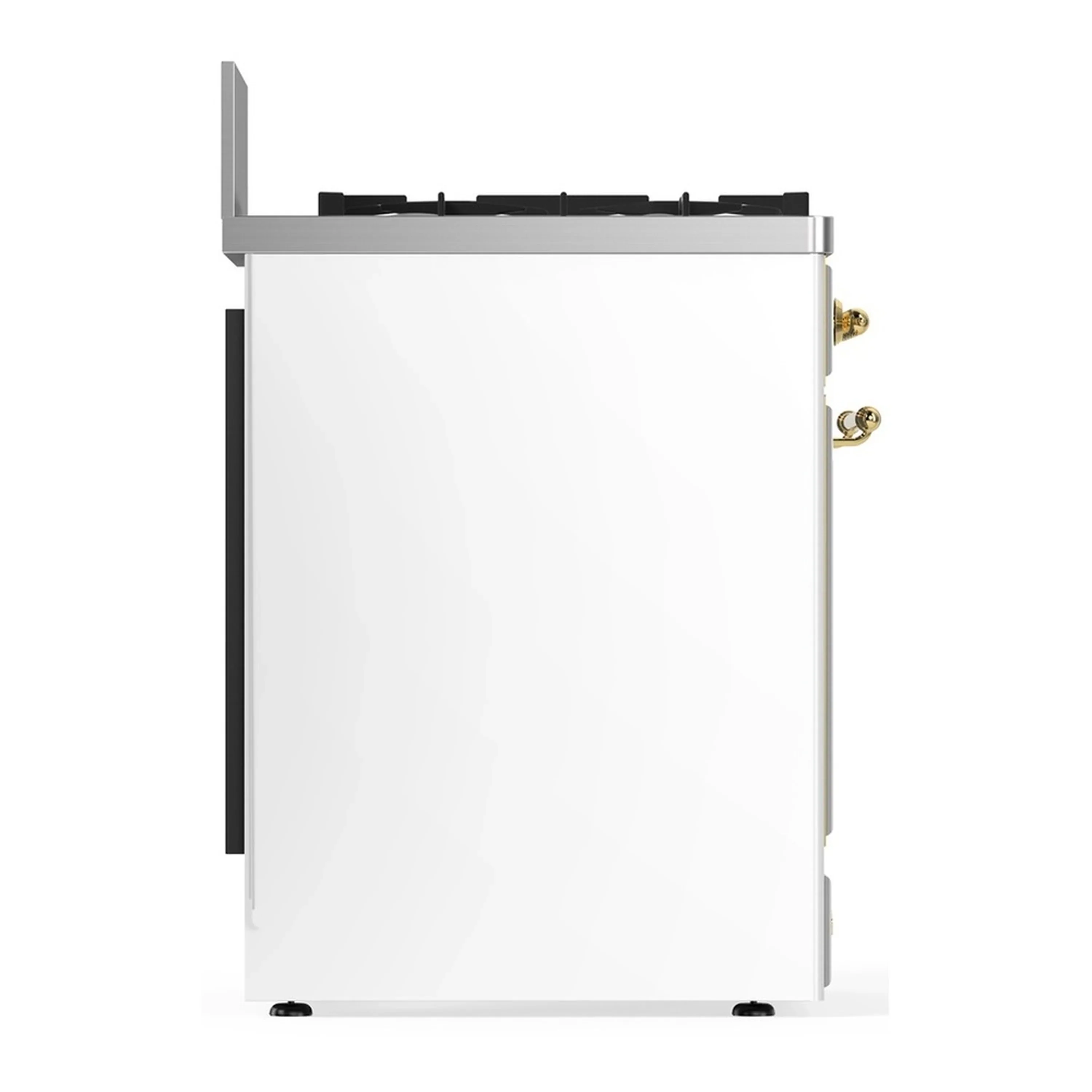 ILVE Majestic III 30-inch Dual Fuel Range with 5 Liquid Propane Burner and Solid Door Electric Oven in White with Brass Trim (UM30QNR3WHGLP) - Image 7