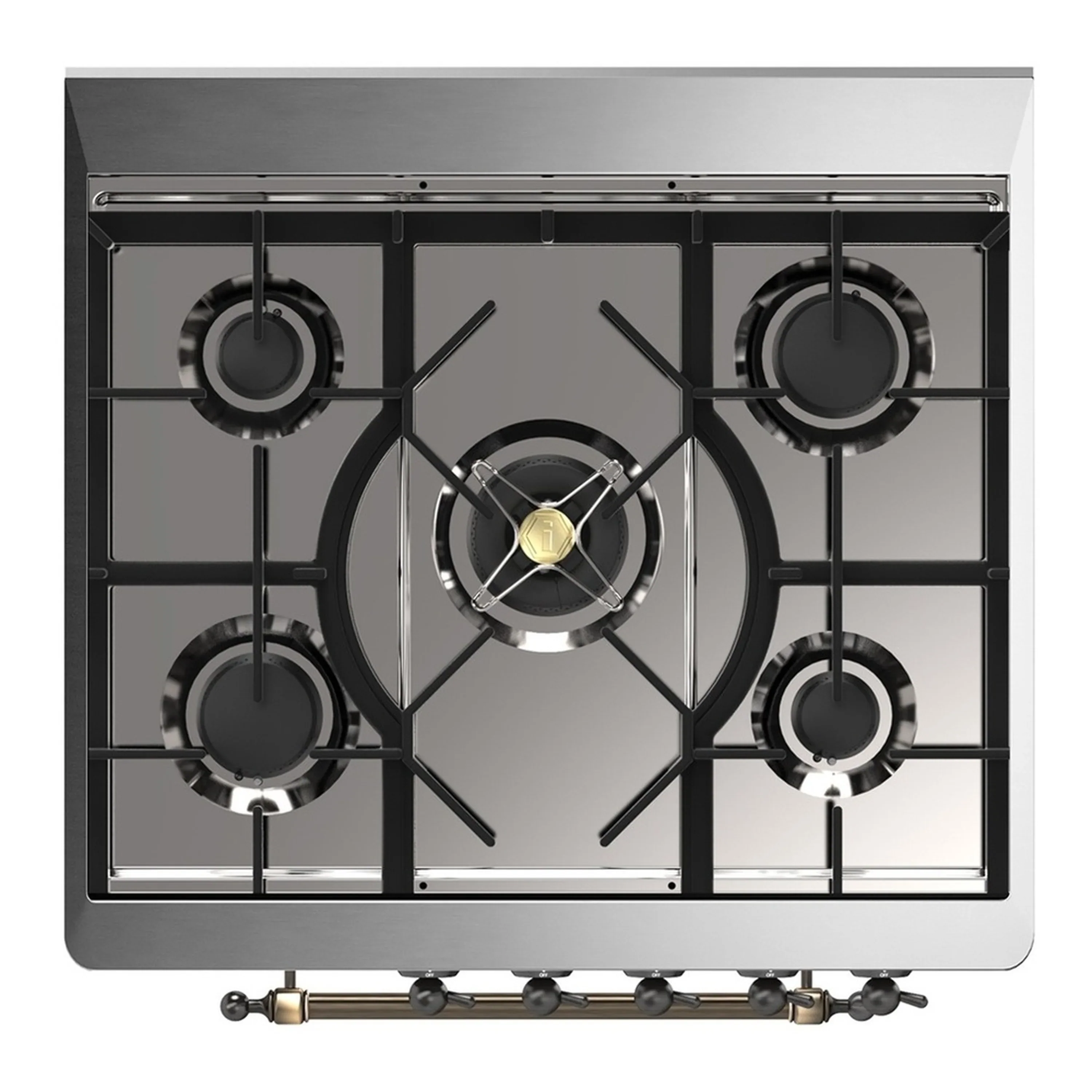 ILVE Majestic III 30-inch Dual Fuel Range with 5 Natural Gas Burner and Triple Glass Door Electric Oven in Antique White with Burnished Trim (UM30NR3AWB) - Image 2