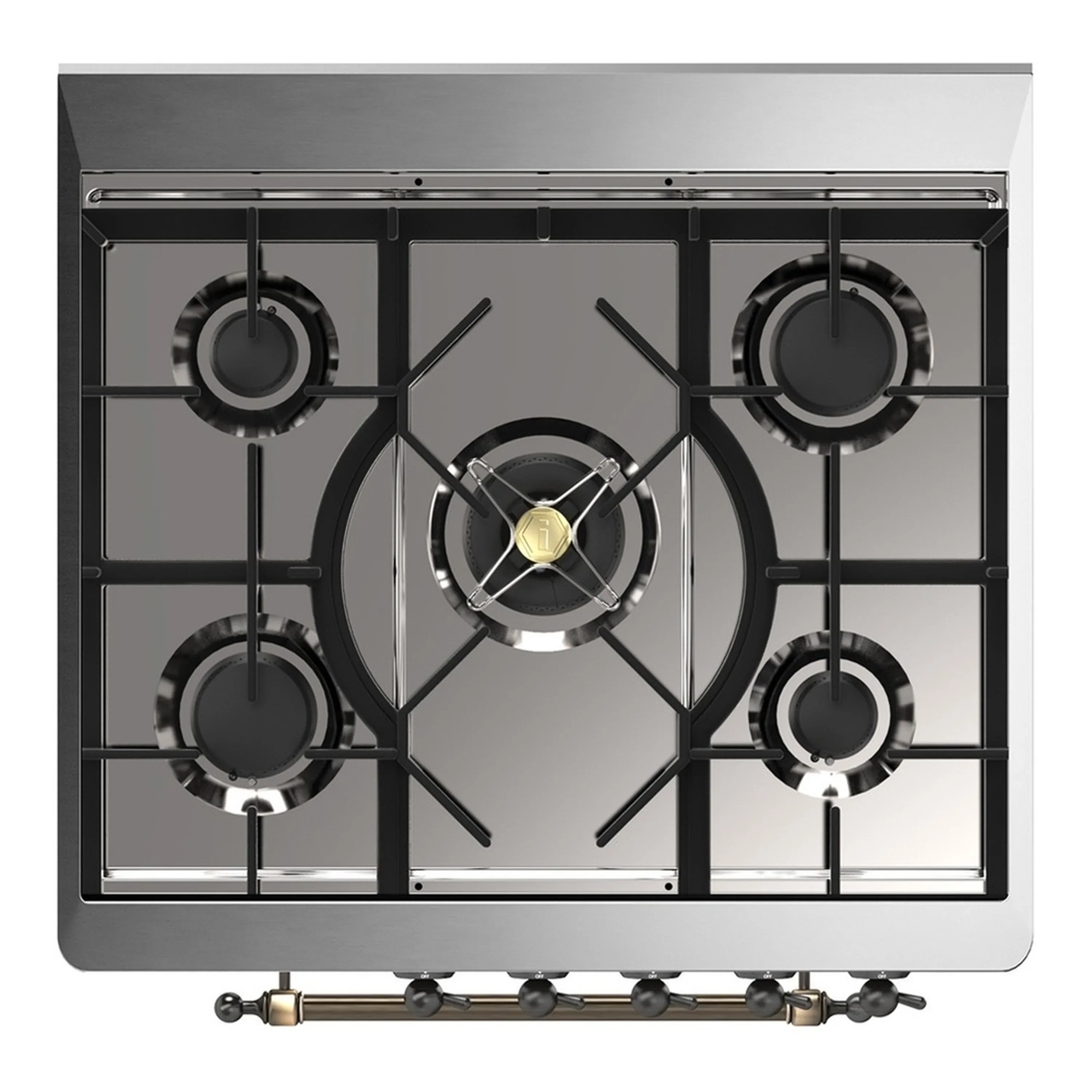 ILVE Majestic III 30-inch Dual Fuel Range with 5 Liquid Propane Burner and Solid Door Electric Oven in Blue Grey with Burnished Trim (UM30QNR3BGBLP) - Image 2