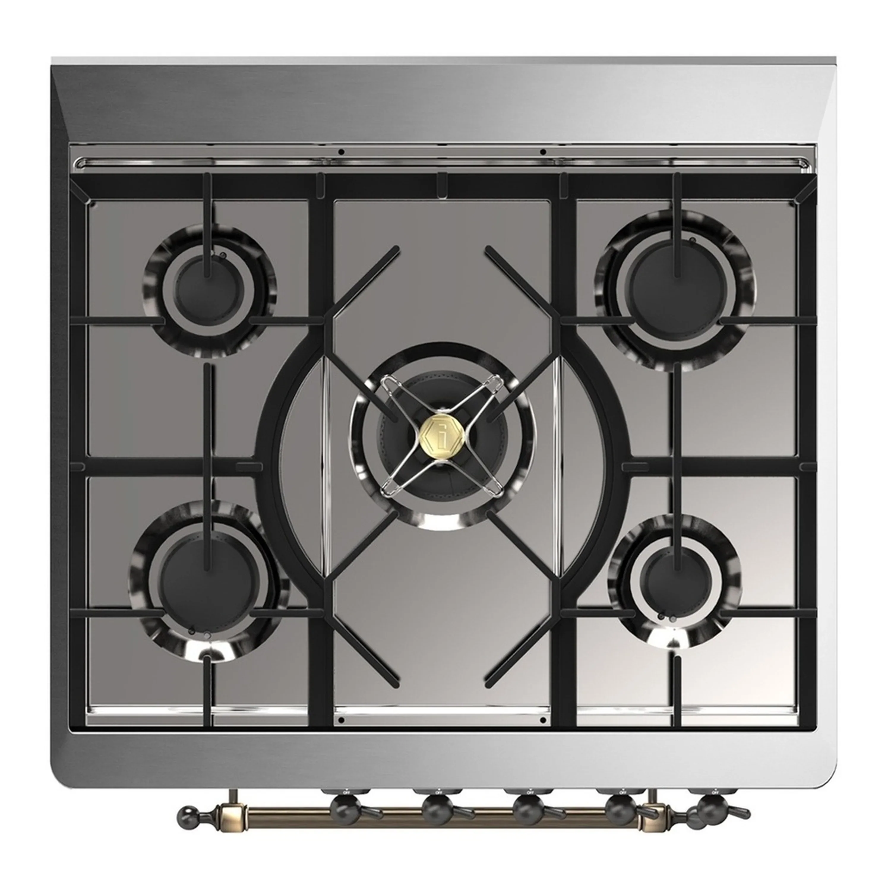ILVE Majestic III 30-inch Dual Fuel Range with 5 Natural Gas Burner and Triple Glass Door Electric Oven in Burgundy with Burnished Trim (UM30NR3BUB) - Image 2