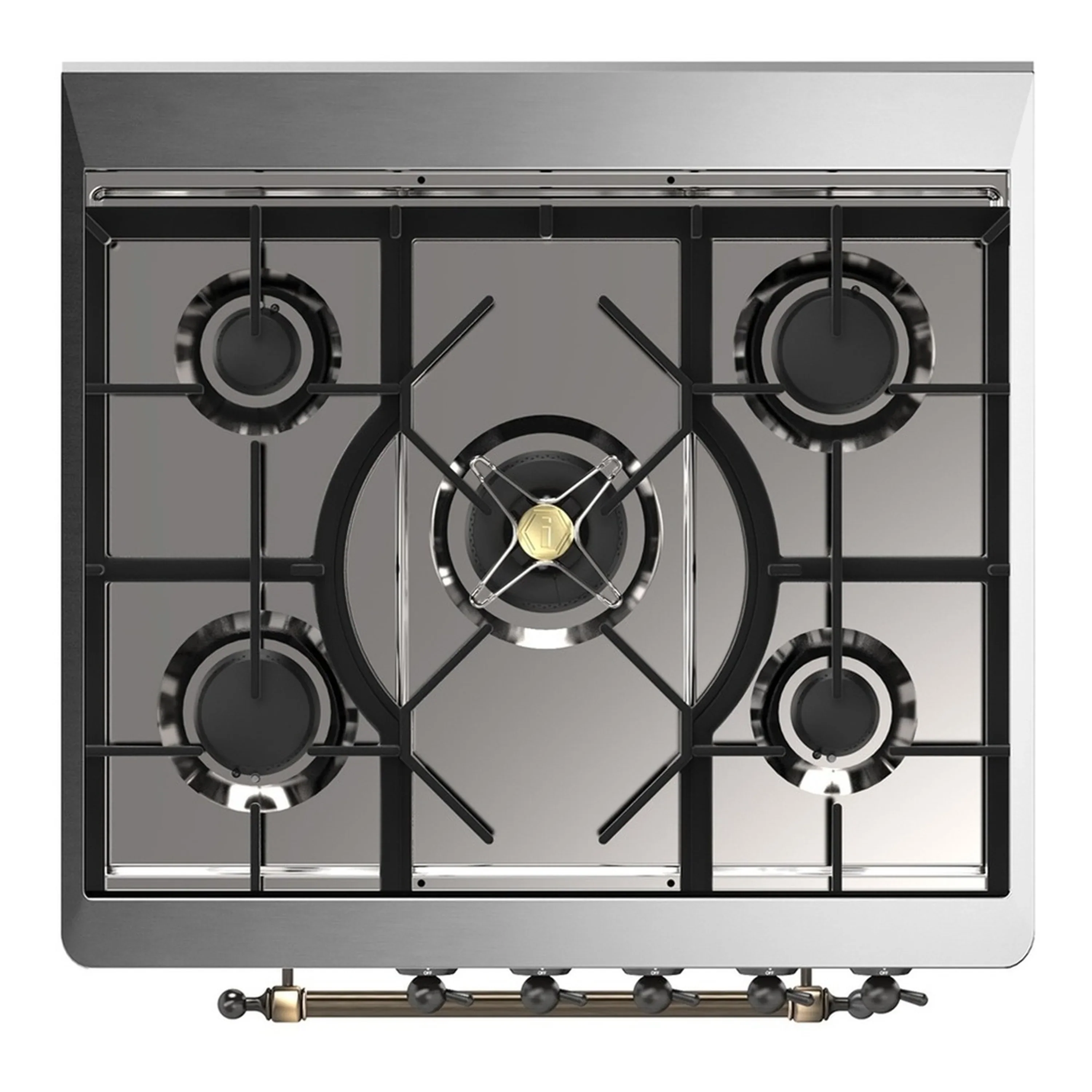 ILVE Majestic III 30-inch Dual Fuel Range with 5 Natural Gas Burner and Solid Door Electric Oven in Burgundy with Burnished Trim (UM30QNR3BUB) - Image 2