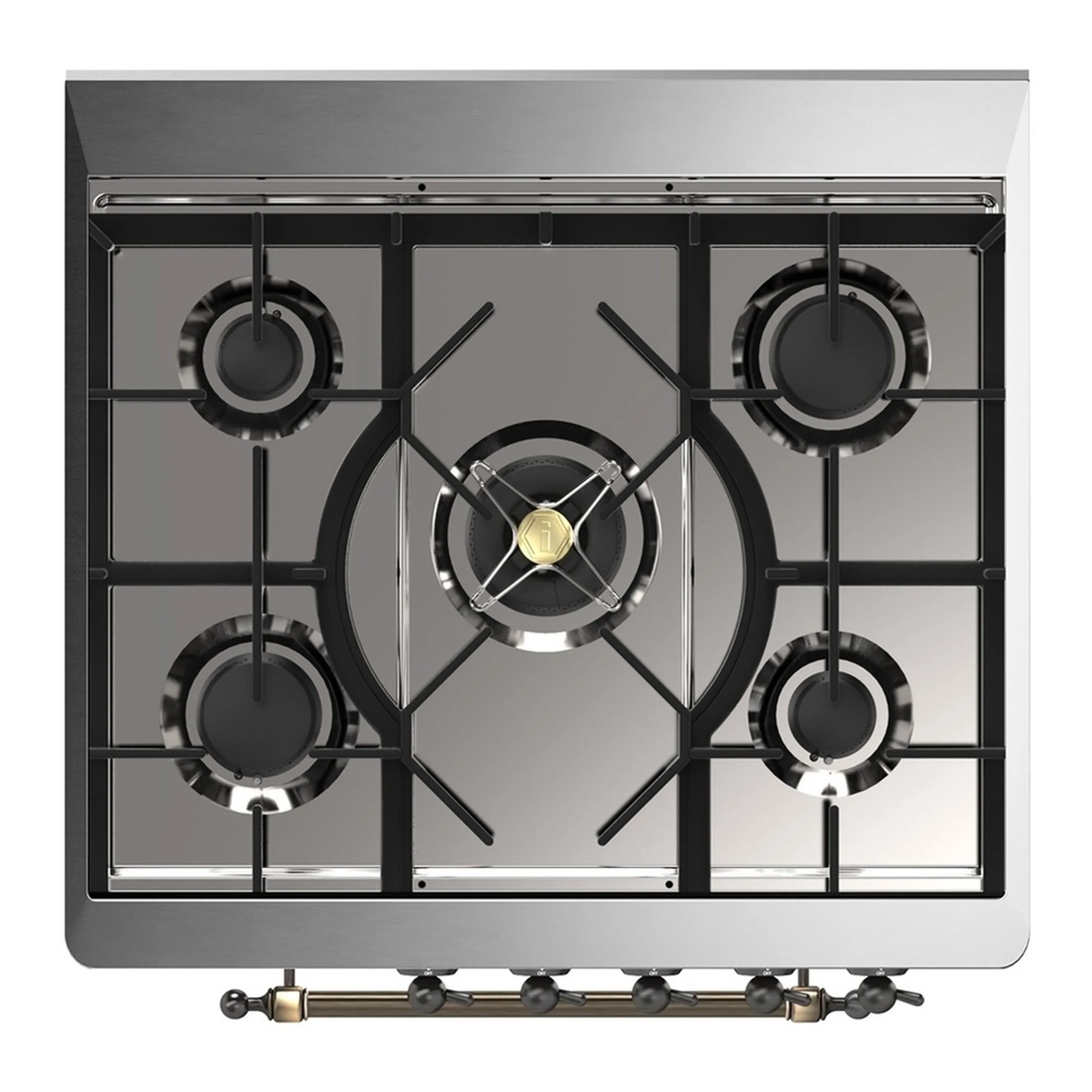 ILVE Majestic III 30-inch Dual Fuel Range with 5 Natural Gas Burner and Solid Door Electric Oven in Emerald Green with Burnished Trim (UM30QNR3EGB) - Image 2