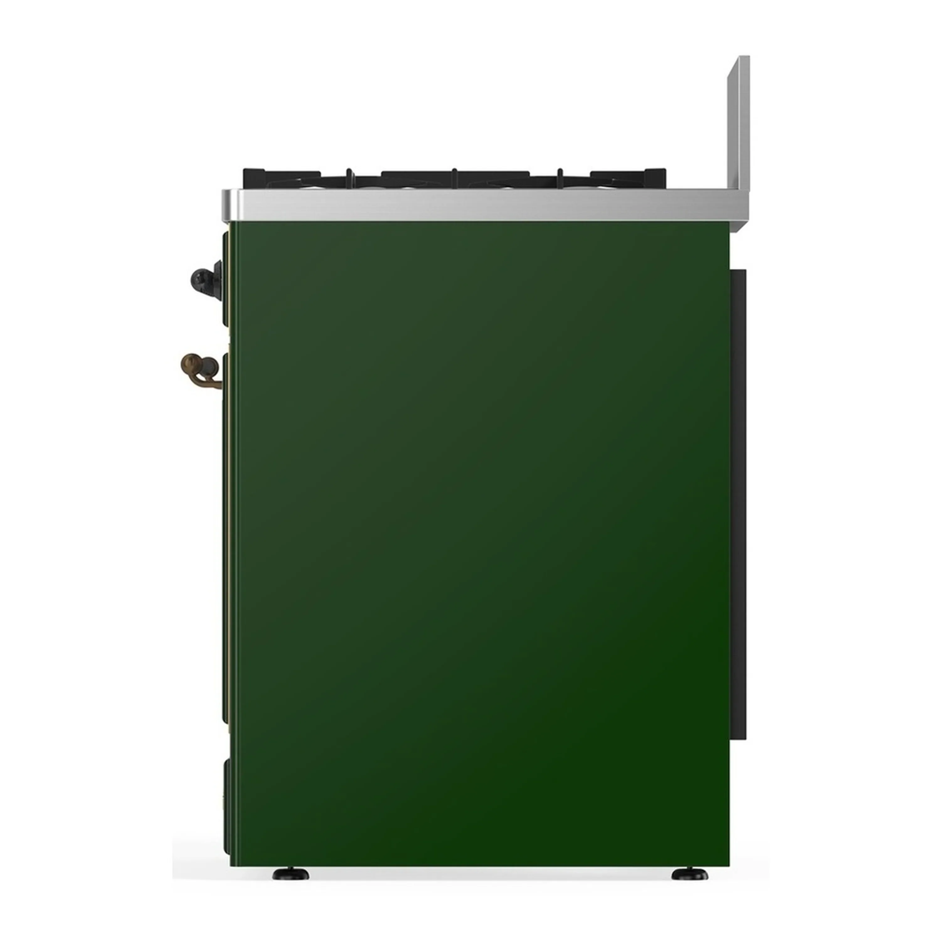ILVE Majestic III 30-inch Dual Fuel Range with 5 Natural Gas Burner and Solid Door Electric Oven in Emerald Green with Burnished Trim (UM30QNR3EGB) - Image 6