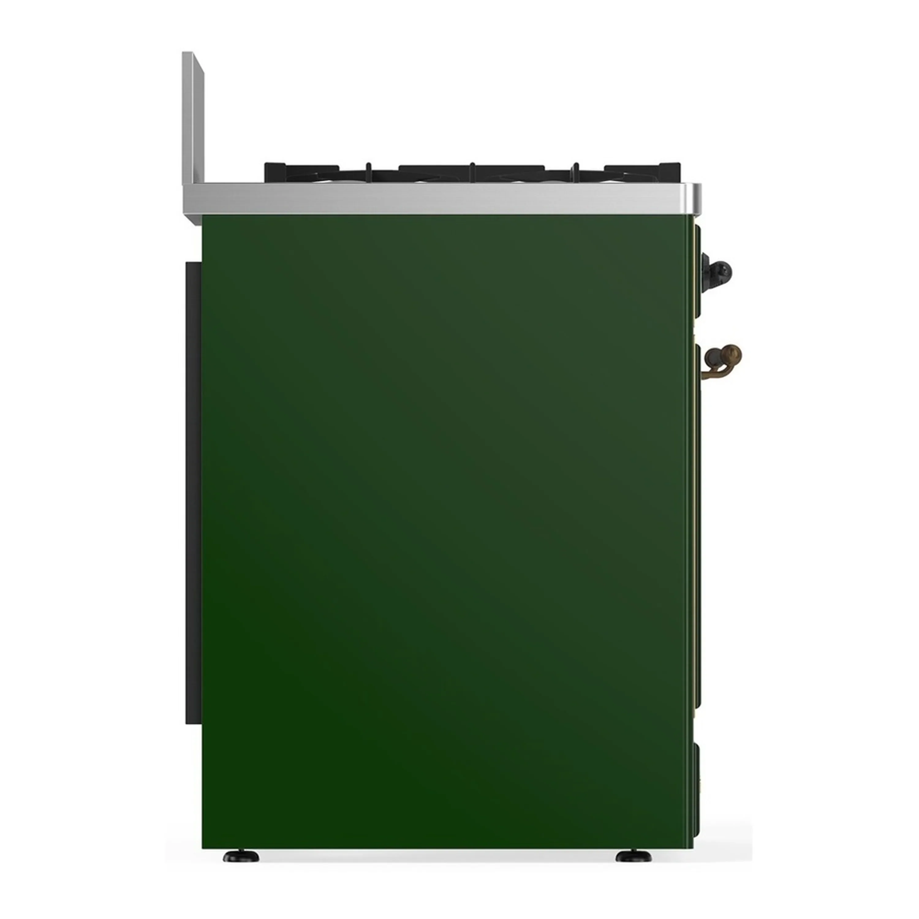 ILVE Majestic III 30-inch Dual Fuel Range with 5 Natural Gas Burner and Solid Door Electric Oven in Emerald Green with Burnished Trim (UM30QNR3EGB) - Image 7