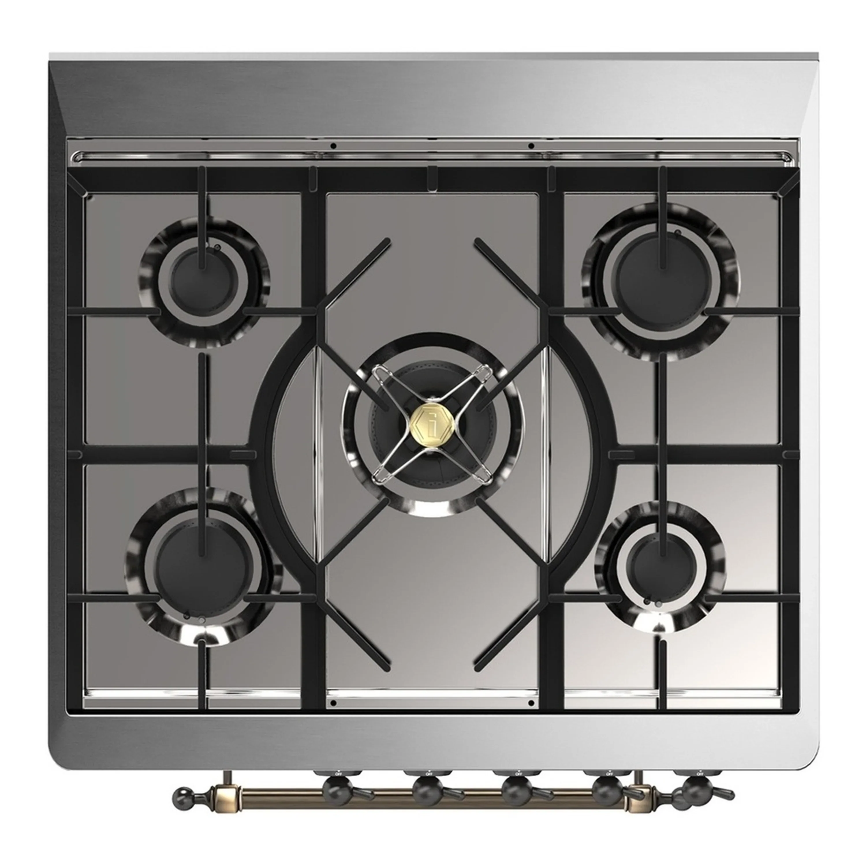 ILVE Majestic III 30-inch Dual Fuel Range with 5 Liquid Propane Burner and Triple Glass Door Electric Oven in Glossy Black with Burnished Trim (UM30NR3BKBLP) - Image 2