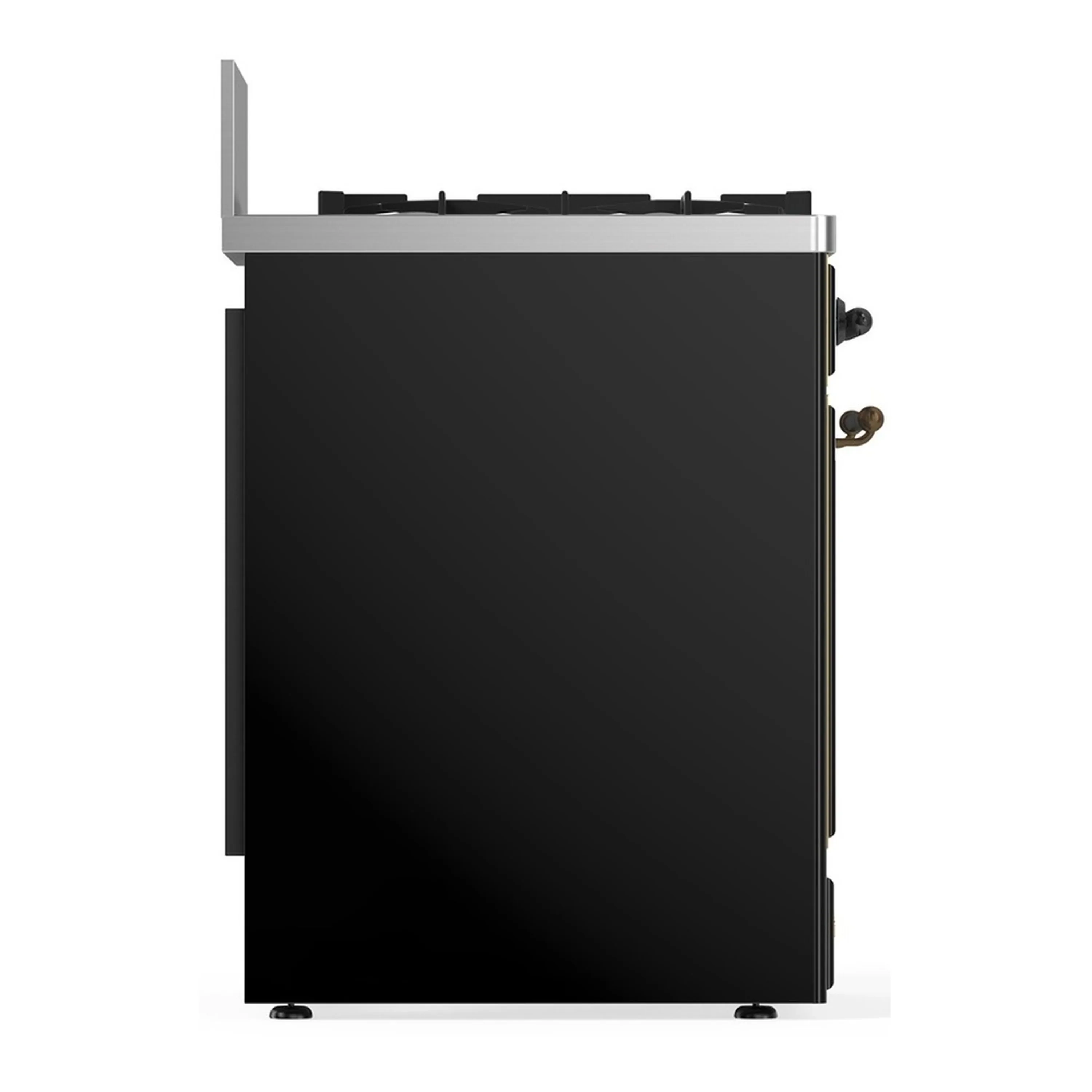 ILVE Majestic III 30-inch Dual Fuel Range with 5 Natural Gas Burner and Solid Door Electric Oven in Glossy Black with Burnished Trim (UM30QNR3BKB) - Image 7