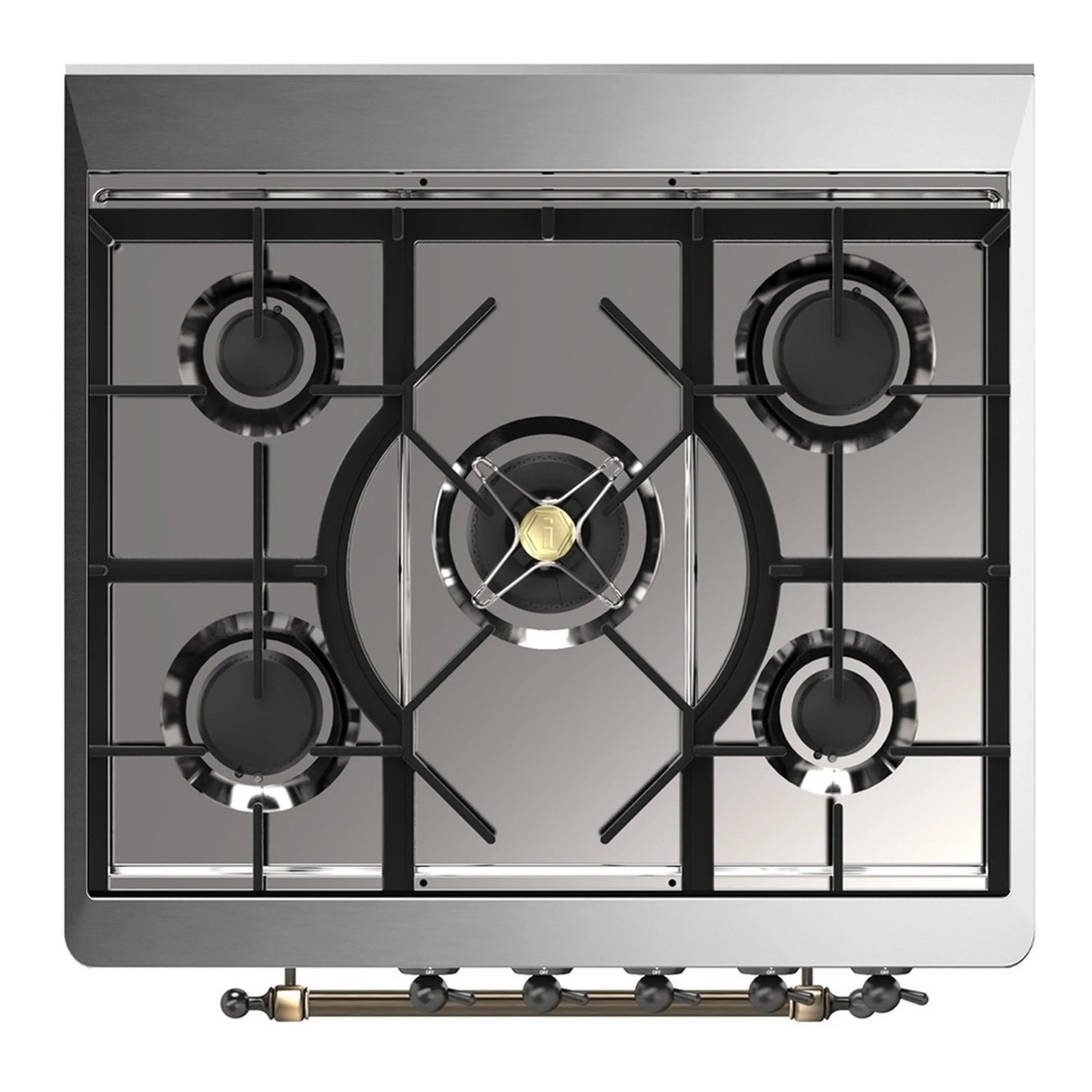 ILVE Majestic III 30-inch Dual Fuel Range with 5 Natural Gas Burner and Triple Glass Door Electric Oven in Graphite Matte with Burnished Trim (UM30NR3MGB) - Image 2