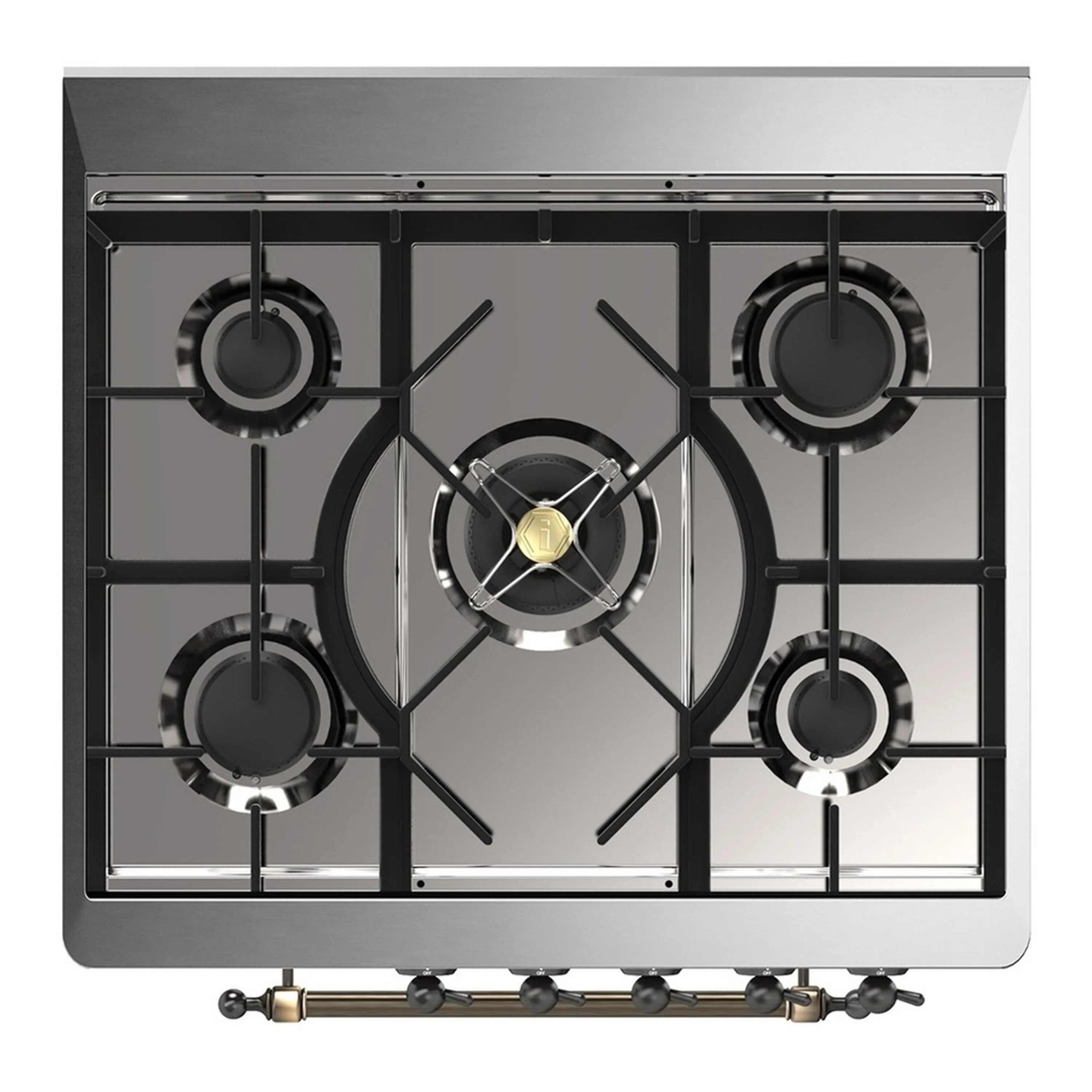 ILVE Majestic III 30-inch Dual Fuel Range with 5 Natural Gas Burner and Solid Door Electric Oven in Graphite Matte with Burnished Trim (UM30QNR3MGB) - Image 2