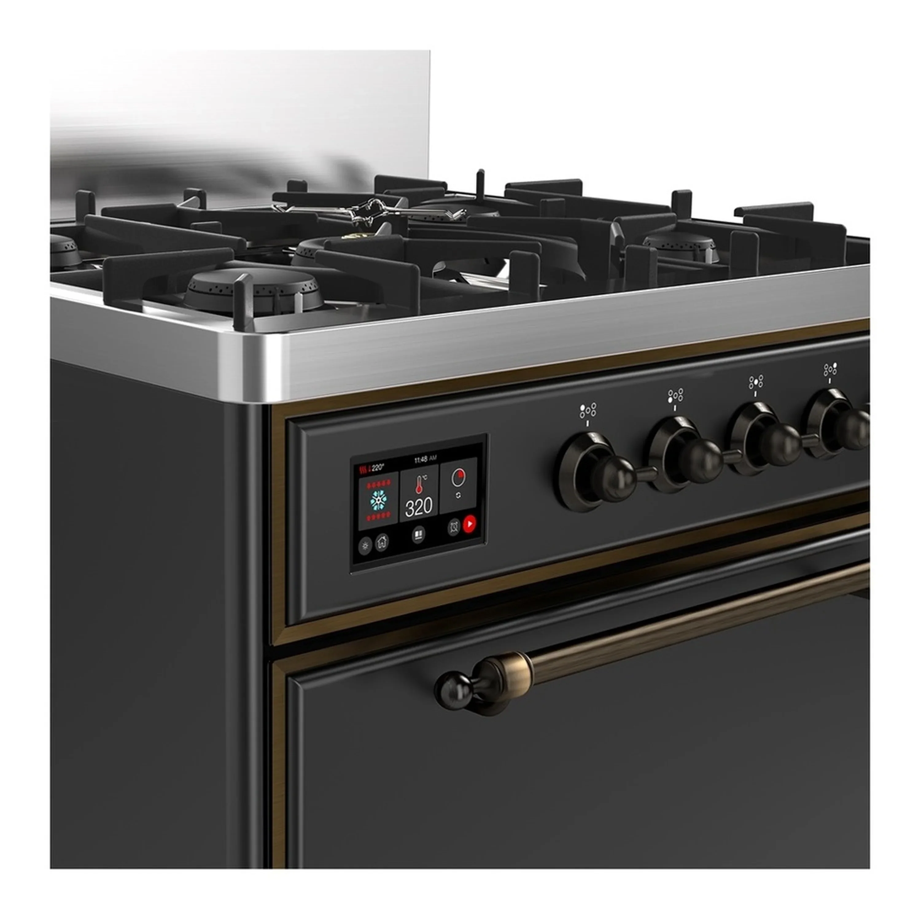 ILVE Majestic III 30-inch Dual Fuel Range with 5 Natural Gas Burner and Solid Door Electric Oven in Graphite Matte with Burnished Trim (UM30QNR3MGB) - Image 5