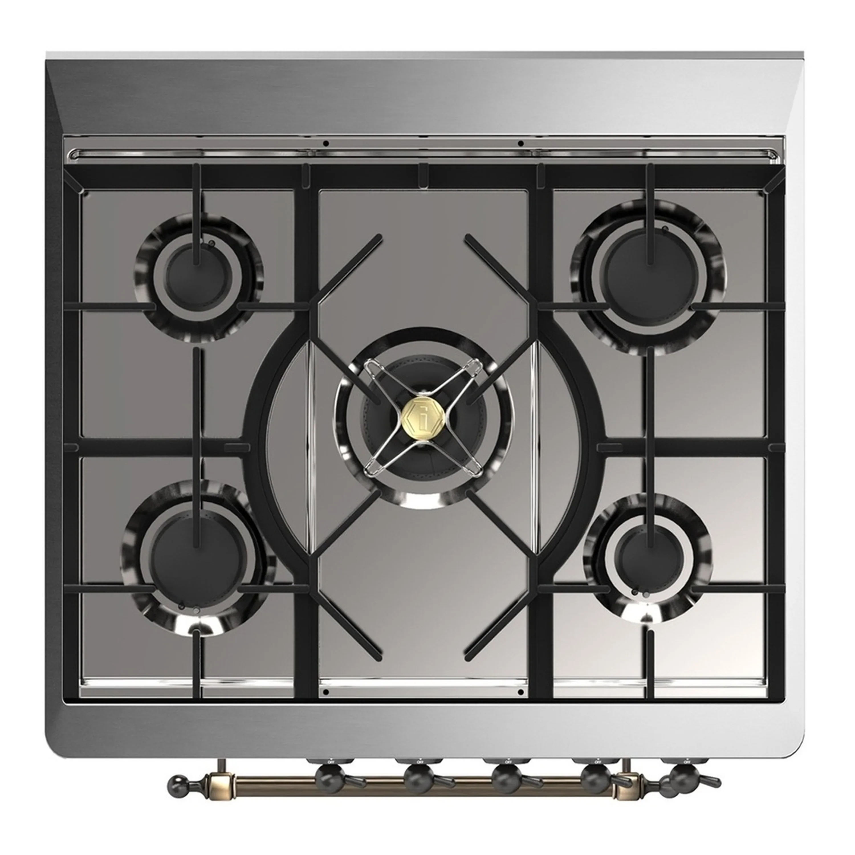 ILVE Majestic III 30-inch Dual Fuel Range with 5 Natural Gas Burner and Triple Glass Door Electric Oven in Midnight Blue with Burnished Trim (UM30NR3MBB) - Image 2
