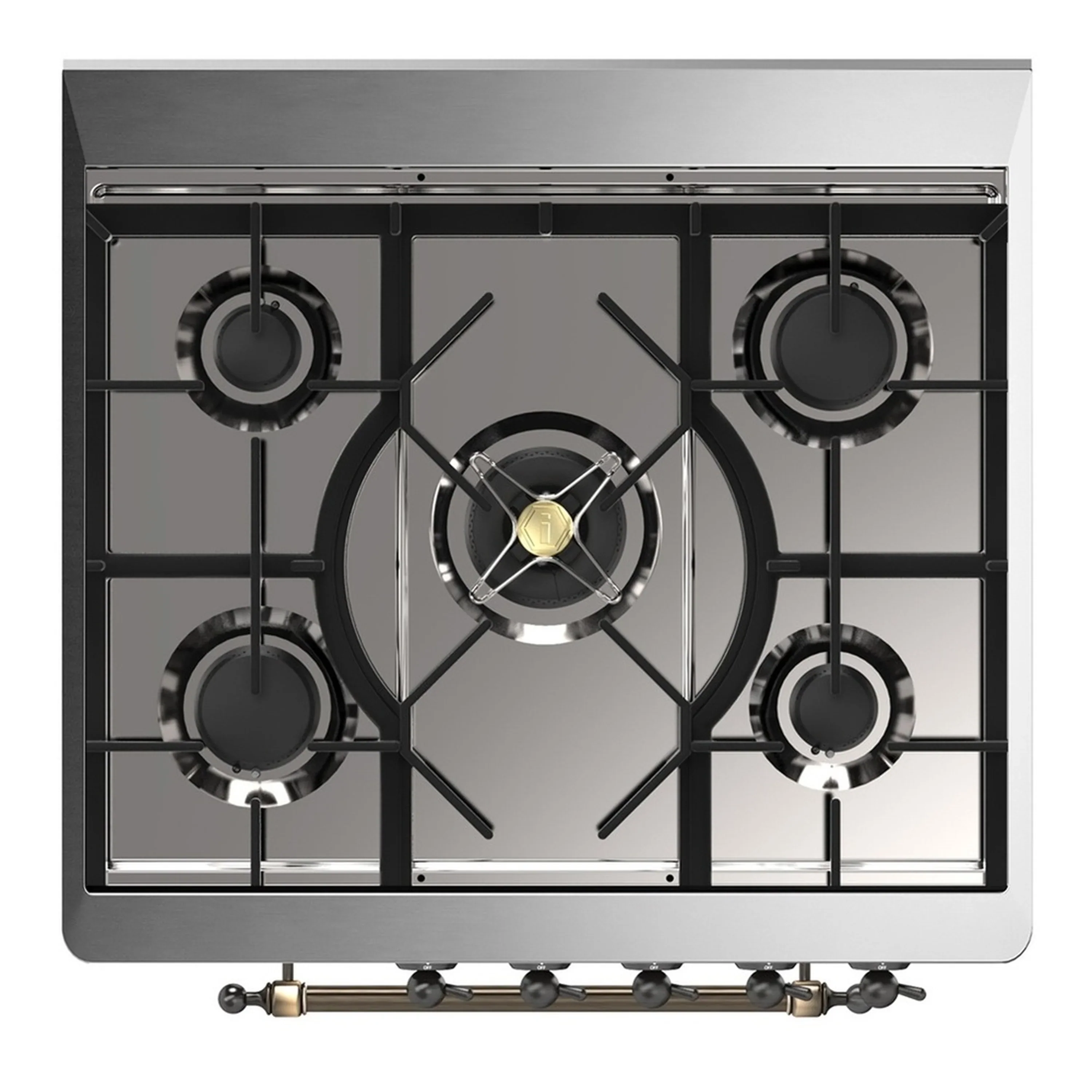 ILVE Majestic III 30-inch Dual Fuel Range with 5 Liquid Propane Burner and Solid Door Electric Oven in Midnight Blue with Burnished Trim (UM30QNR3MBBLP) - Image 2