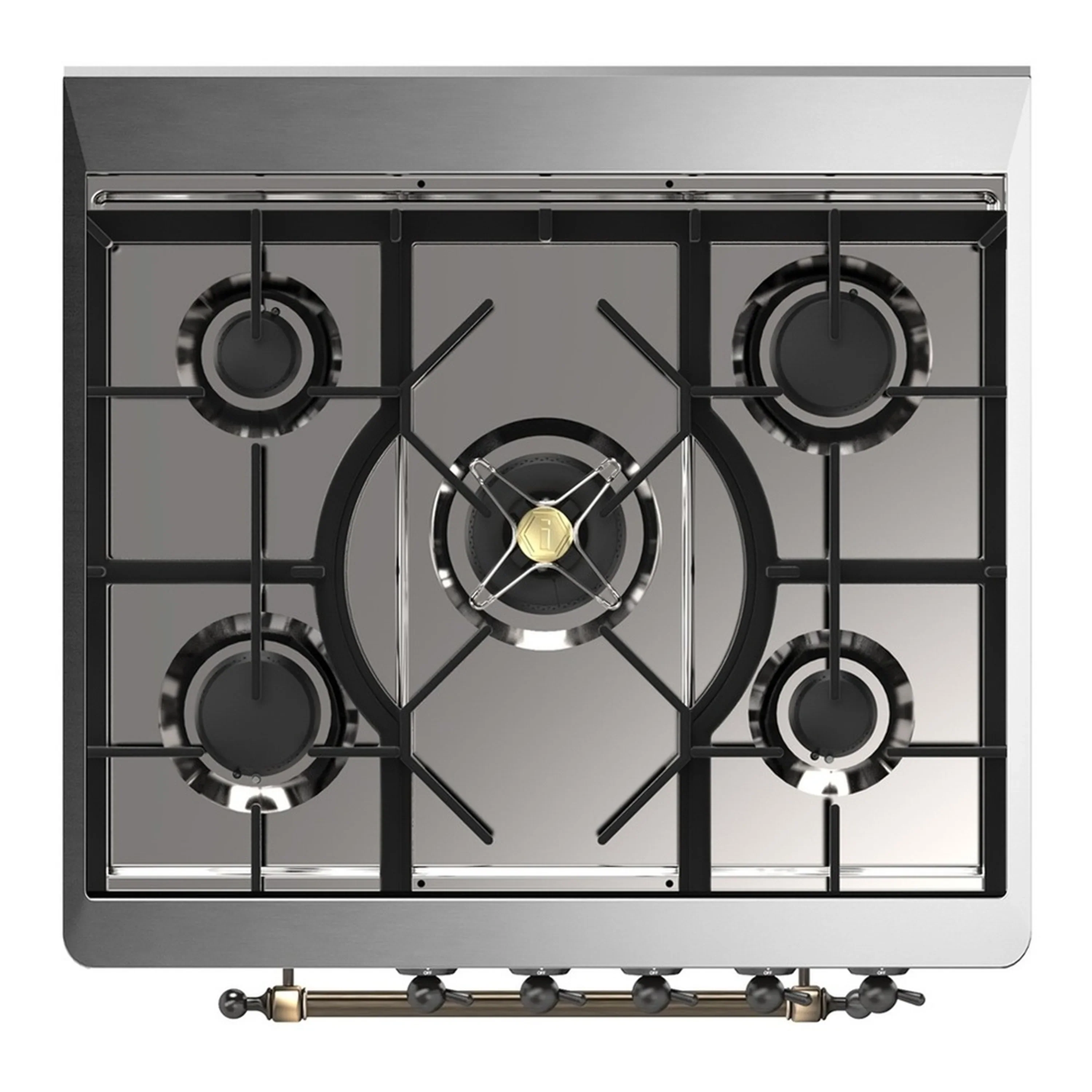 ILVE Majestic III 30-inch Dual Fuel Range with 5 Natural Gas Burner and Triple Glass Door Electric Oven in RAL with Burnished Trim (UM30NR3RAB) - Image 2