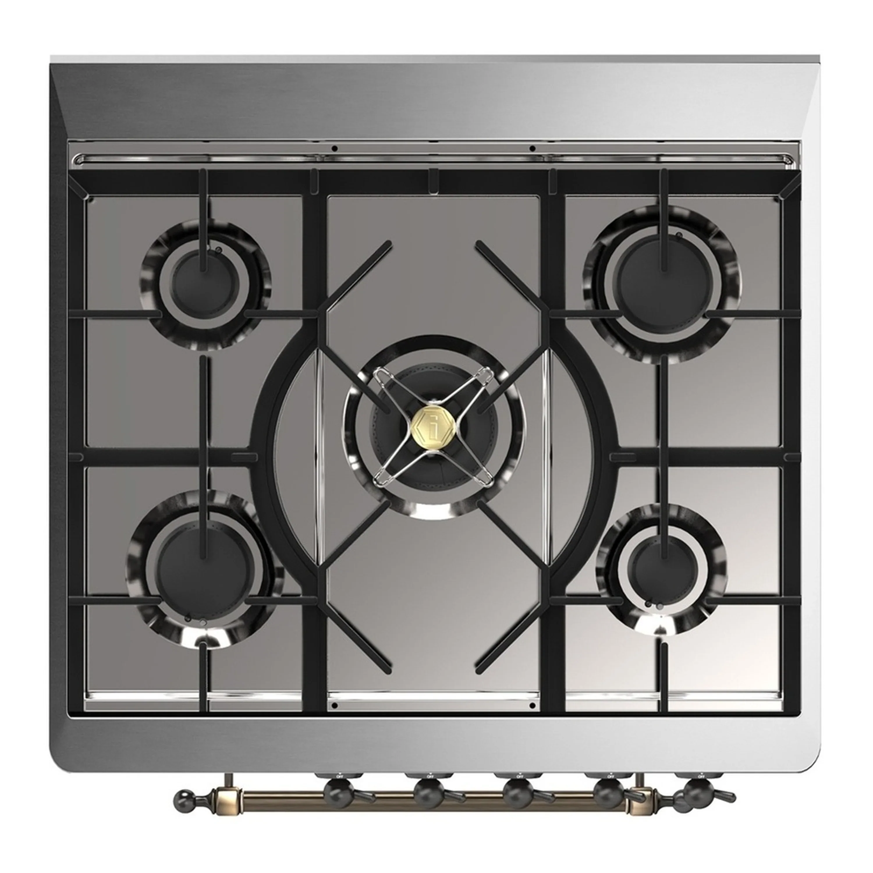 ILVE Majestic III 30-inch Dual Fuel Range with 5 Natural Gas Burner and Triple Glass Door Electric Oven in Stainless Steel with Burnished Trim (UM30NR3SSB) - Image 2