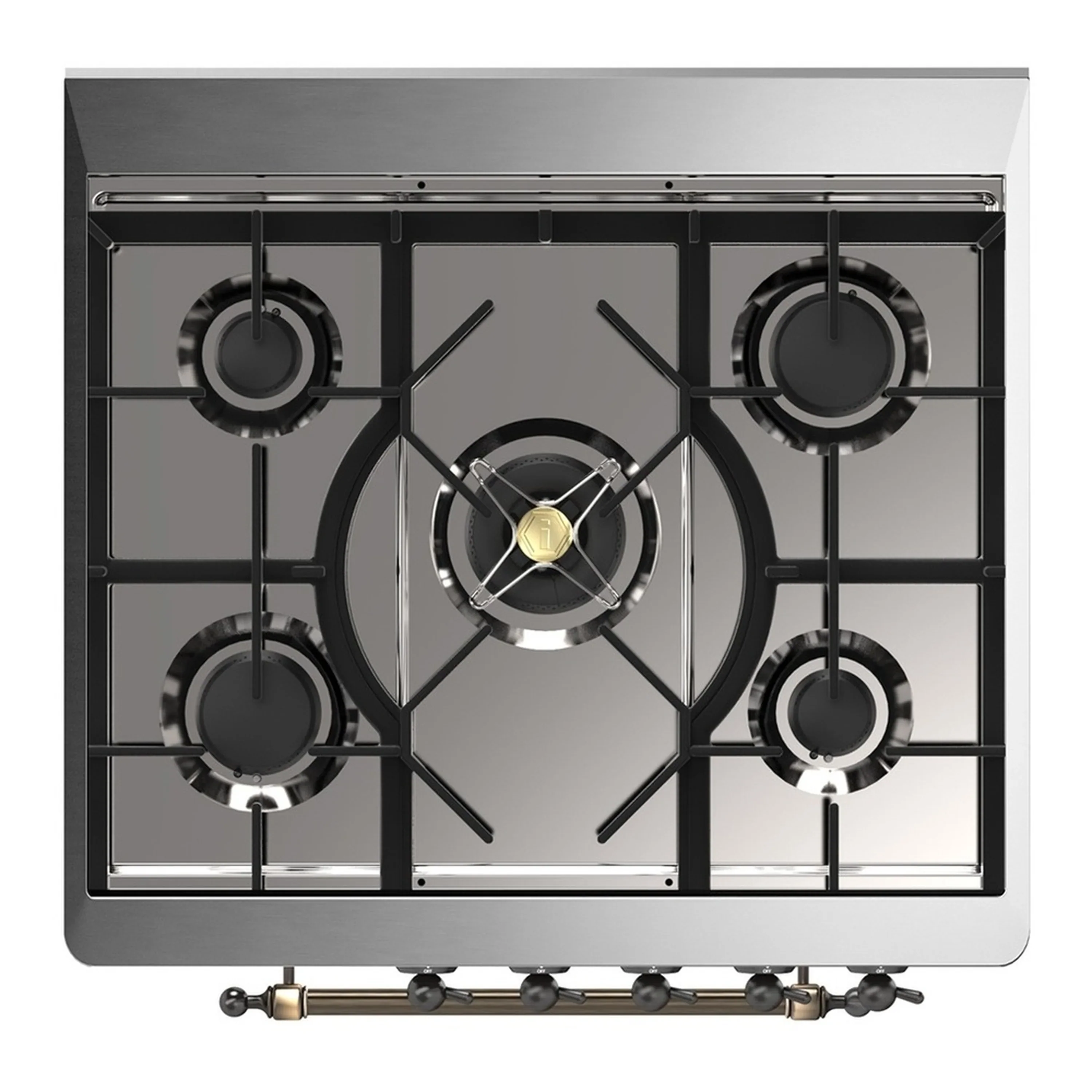 ILVE Majestic III 30-inch Dual Fuel Range with 5 Natural Gas Burner and Solid Door Electric Oven in White with Burnished Trim (UM30QNR3WHB) - Image 2