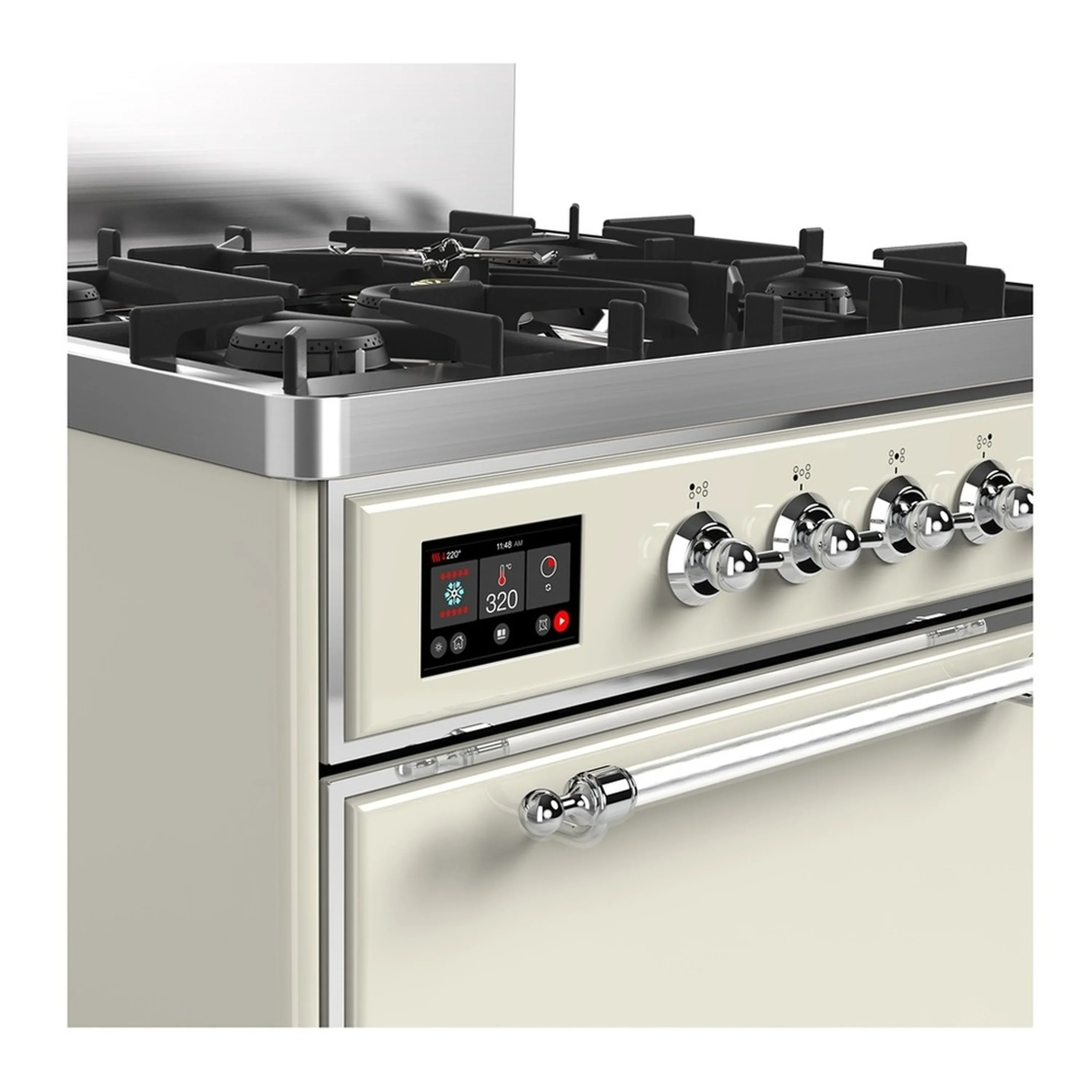 ILVE Majestic III 30-inch Dual Fuel Range with 5 Liquid Propane Burner and Solid Door Electric Oven in Antique White with Chrome Trim (UM30QNR3AWCLP) - Image 5