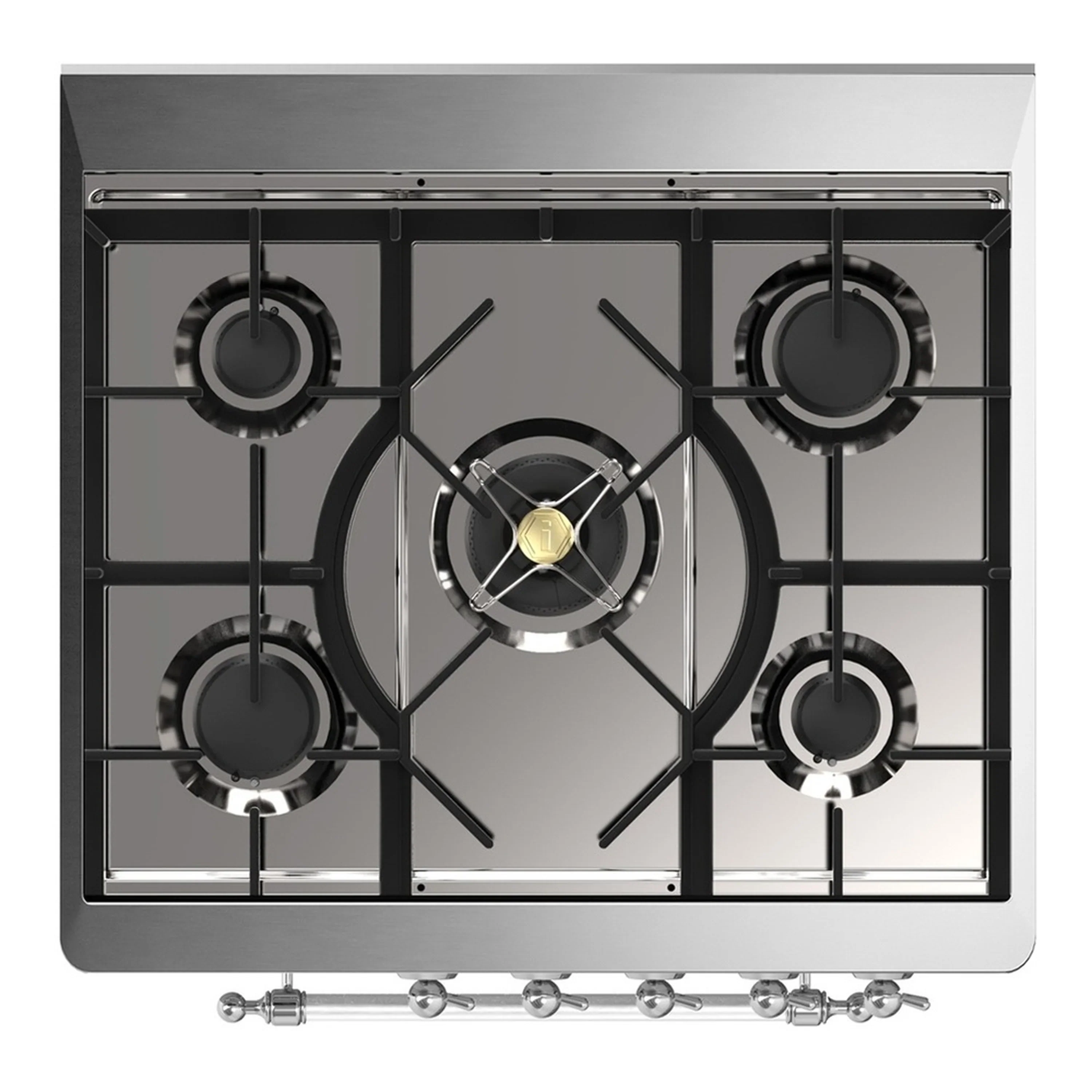 ILVE Majestic III 30-inch Dual Fuel Range with 5 Natural Gas Burner and Solid Door Electric Oven in Blue Grey with Chrome Trim (UM30QNR3BGC) - Image 2