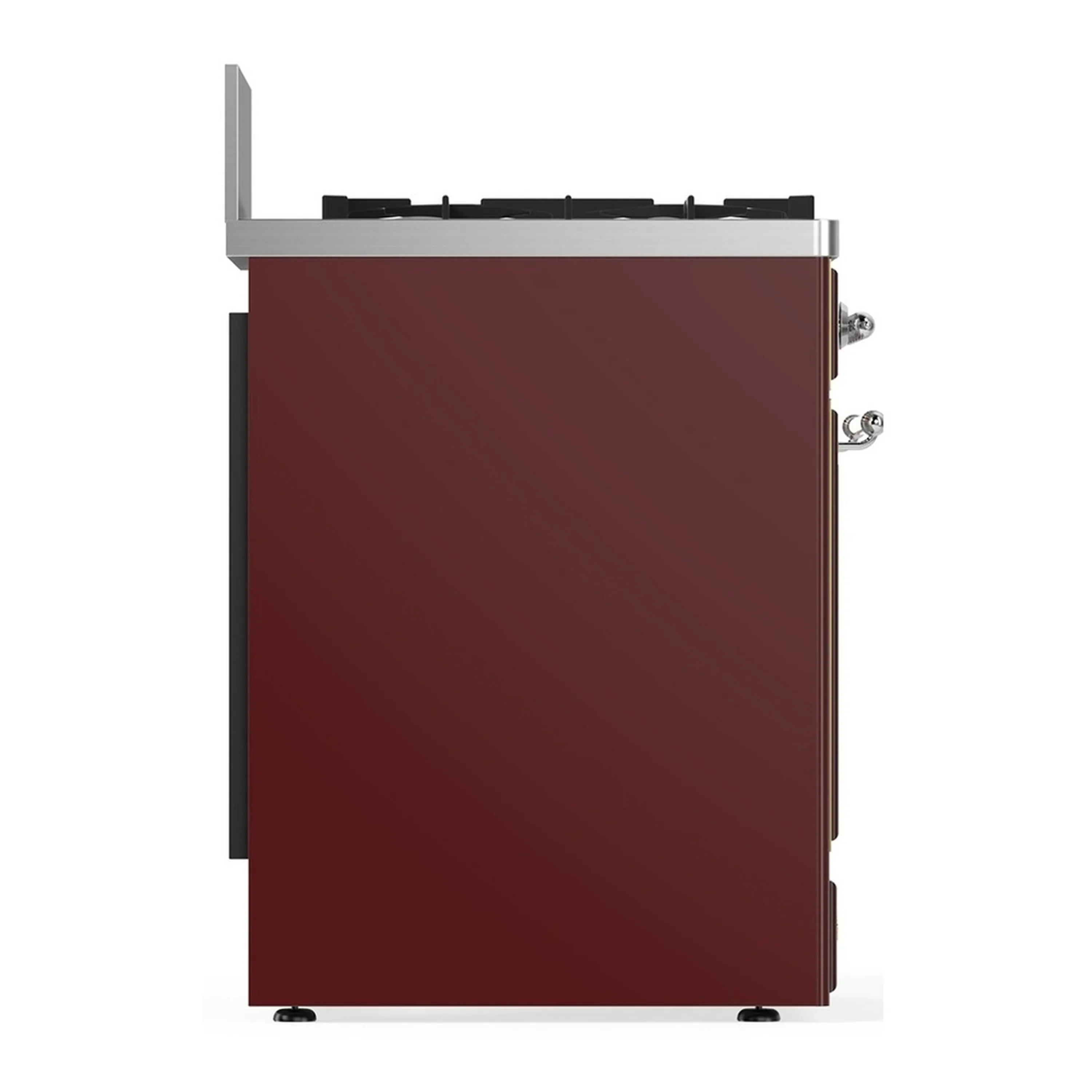 ILVE Majestic III 30-inch Dual Fuel Range with 5 Natural Gas Burner and Solid Door Electric Oven in Burgundy with Chrome Trim (UM30QNR3BUC) - Image 7