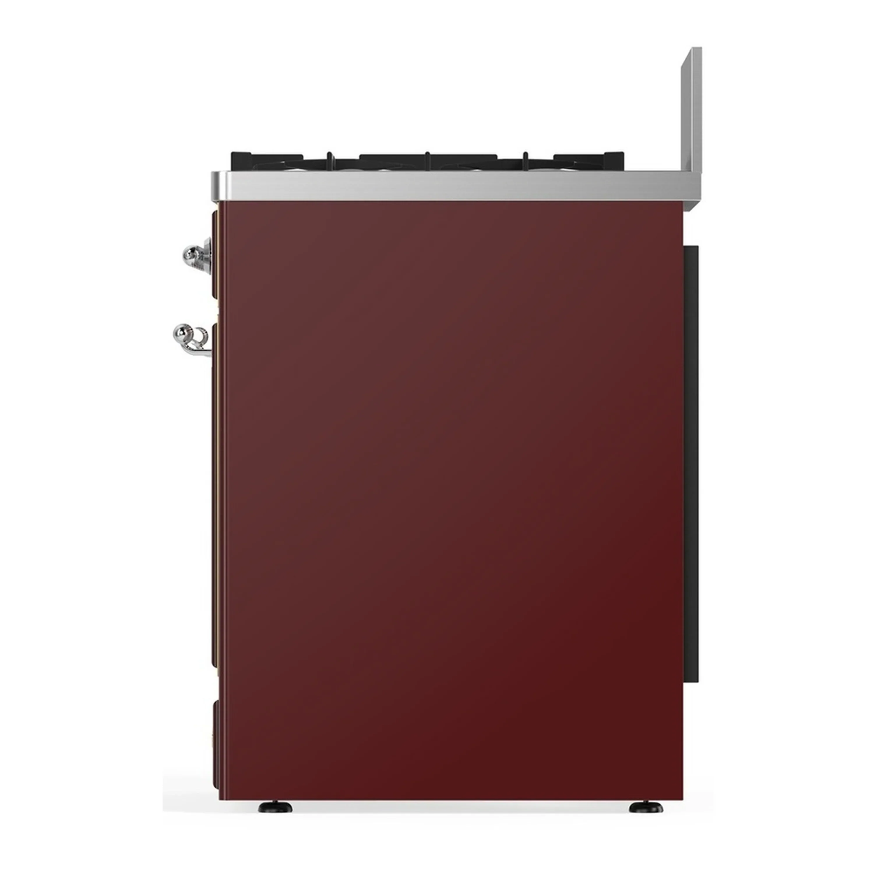 ILVE Majestic III 30-inch Dual Fuel Range with 5 Liquid Propane Burner and Solid Door Electric Oven in Burgundy with Chrome Trim (UM30QNR3BUCLP) - Image 6