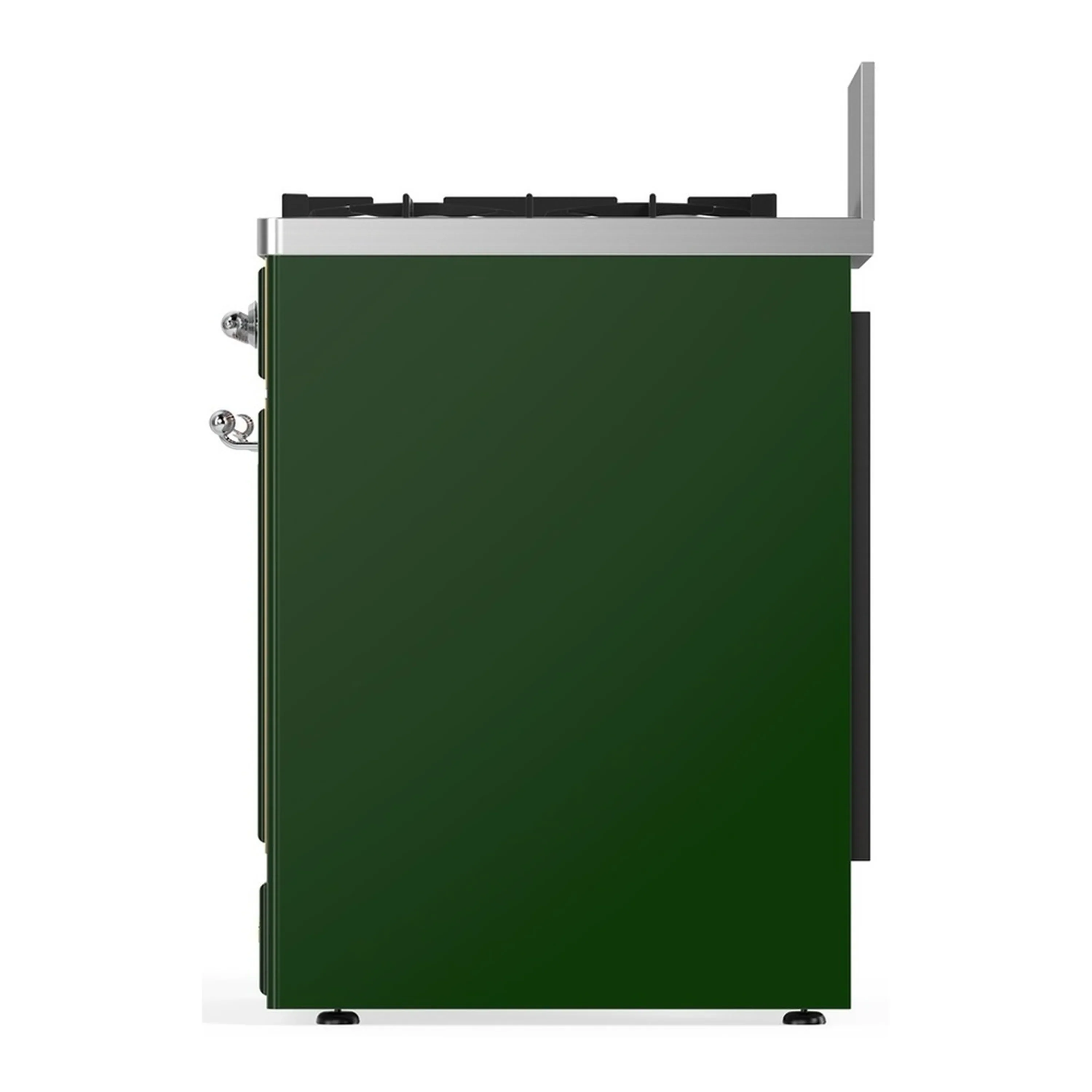 ILVE Majestic III 30-inch Dual Fuel Range with 5 Natural Gas Burner and Solid Door Electric Oven in Emerald Green with Chrome Trim (UM30QNR3EGC) - Image 4