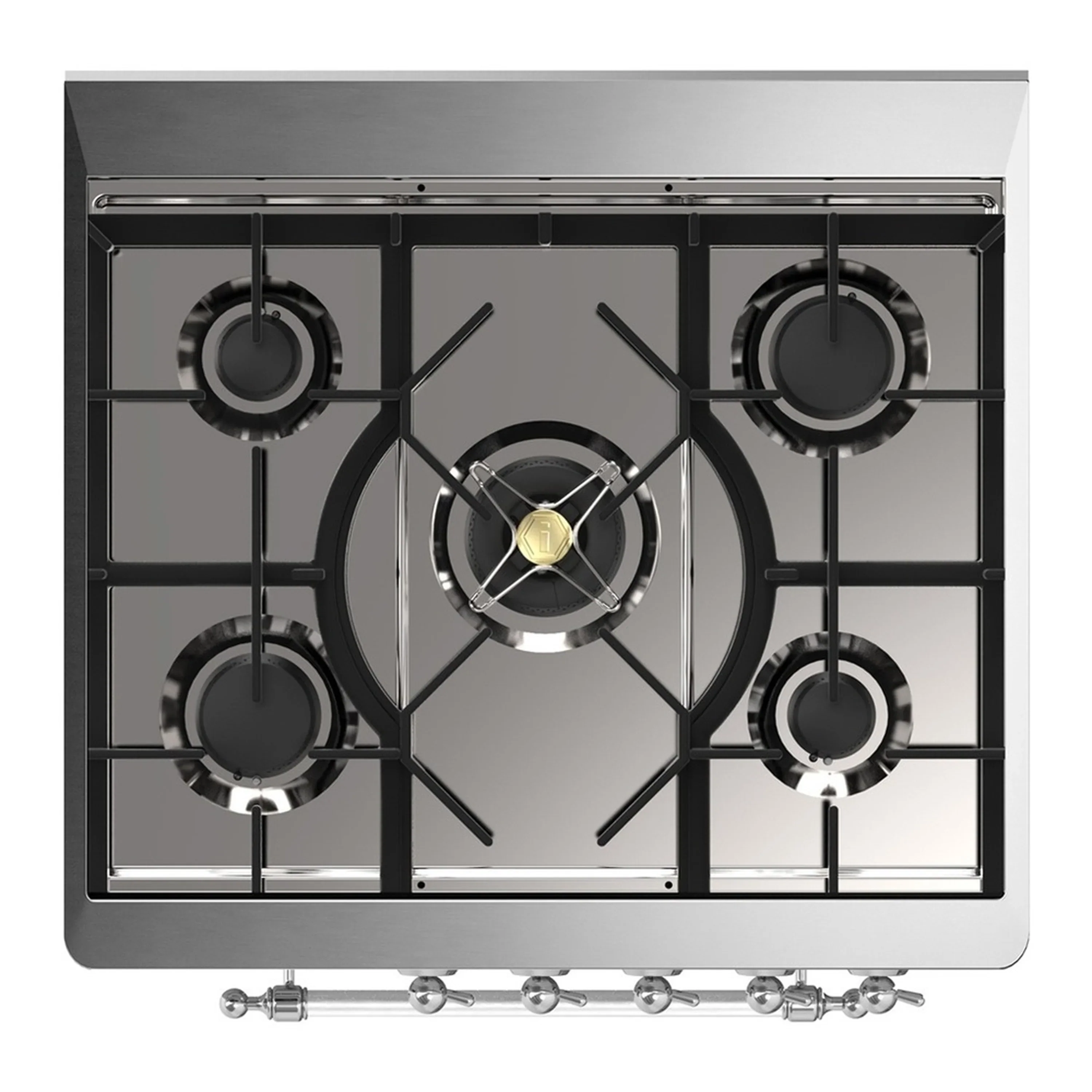 ILVE Majestic III 30-inch Dual Fuel Range with 5 Natural Gas Burner and Triple Glass Door Electric Oven in Glossy Black with Chrome Trim (UM30NR3BKC) - Image 2