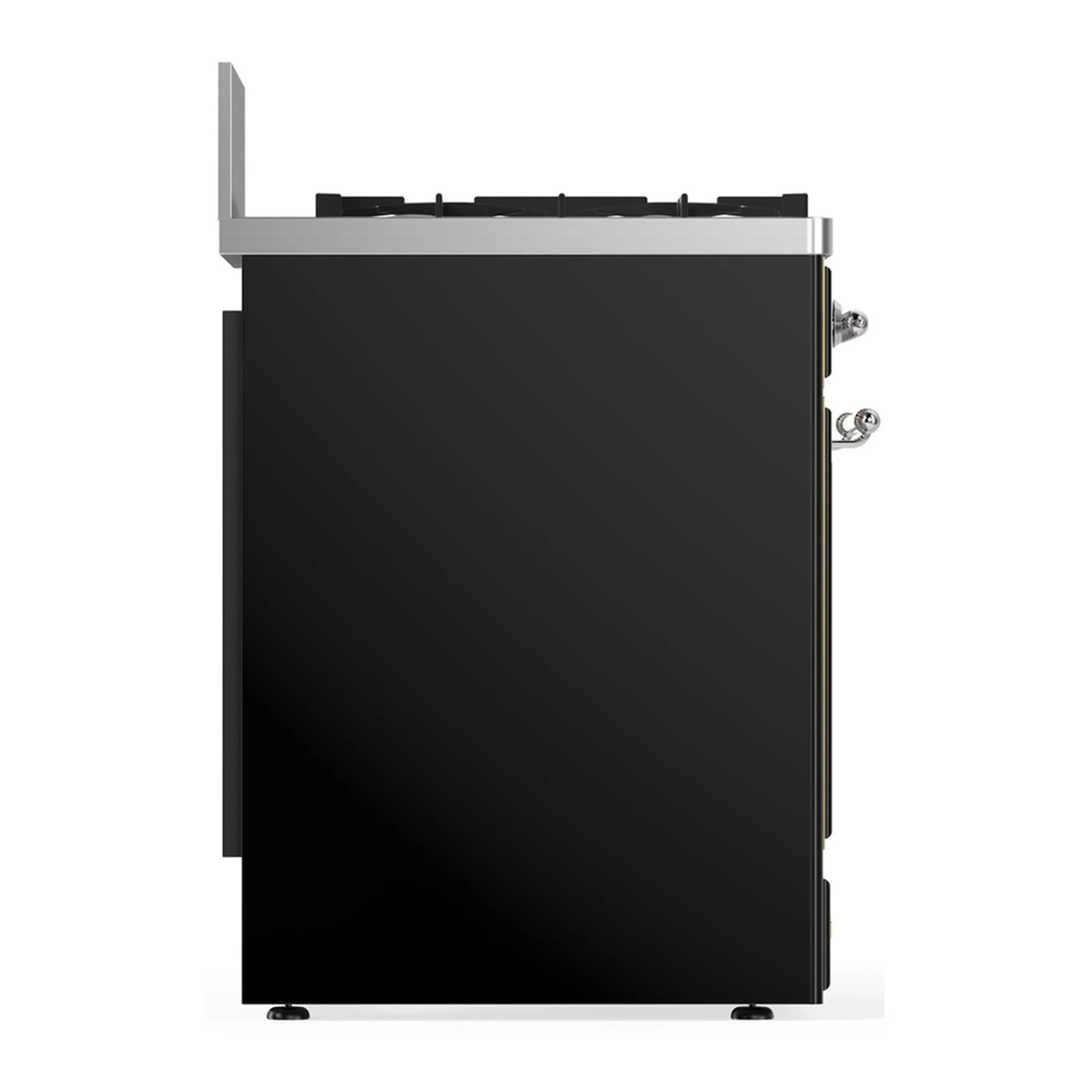 ILVE Majestic III 30-inch Dual Fuel Range with 5 Liquid Propane Burner and Triple Glass Door Electric Oven in Glossy Black with Chrome Trim (UM30NR3BKCLP) - Image 7