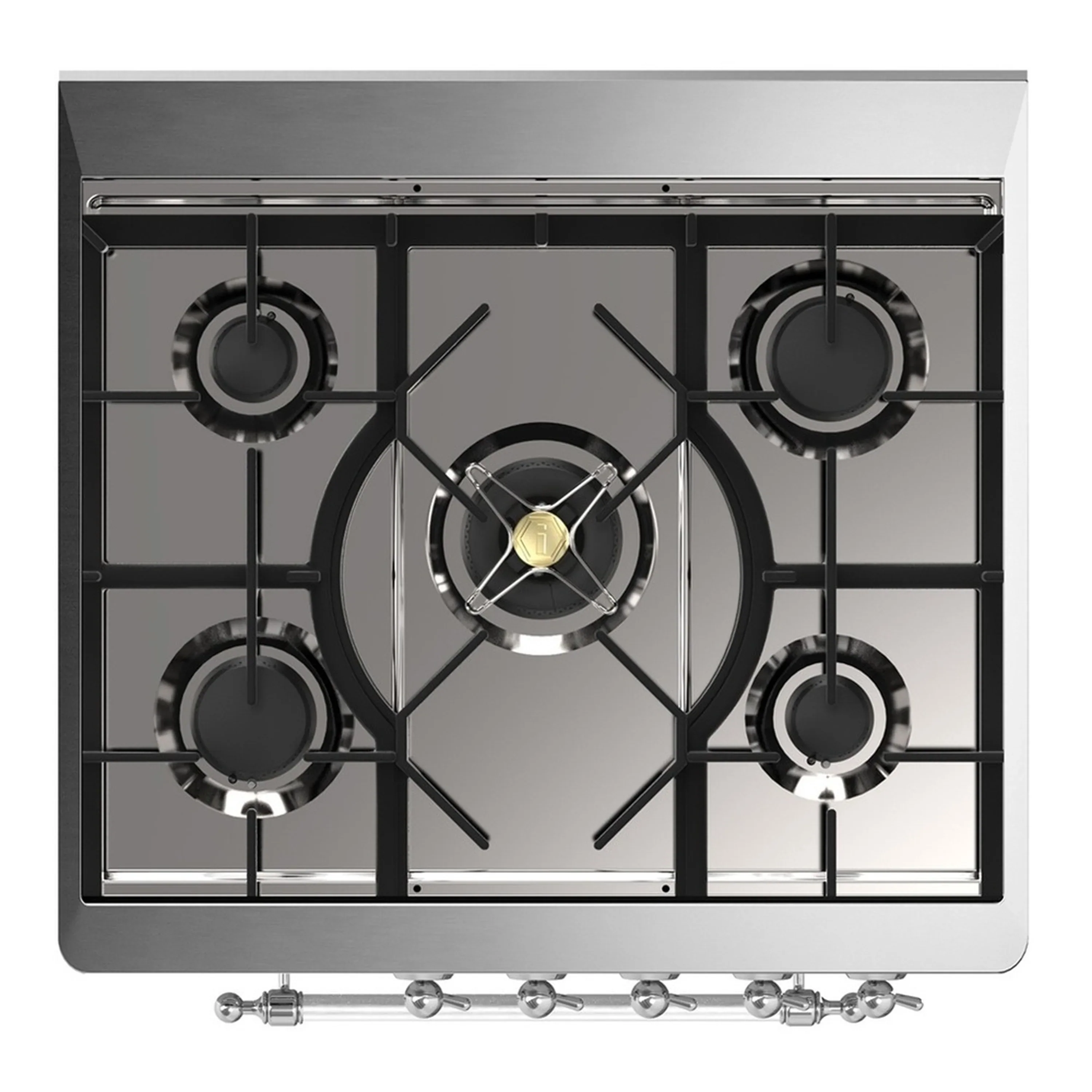 ILVE Majestic III 30-inch Dual Fuel Range with 5 Natural Gas Burner and Solid Door Electric Oven in Glossy Black with Chrome Trim (UM30QNR3BKC) - Image 2