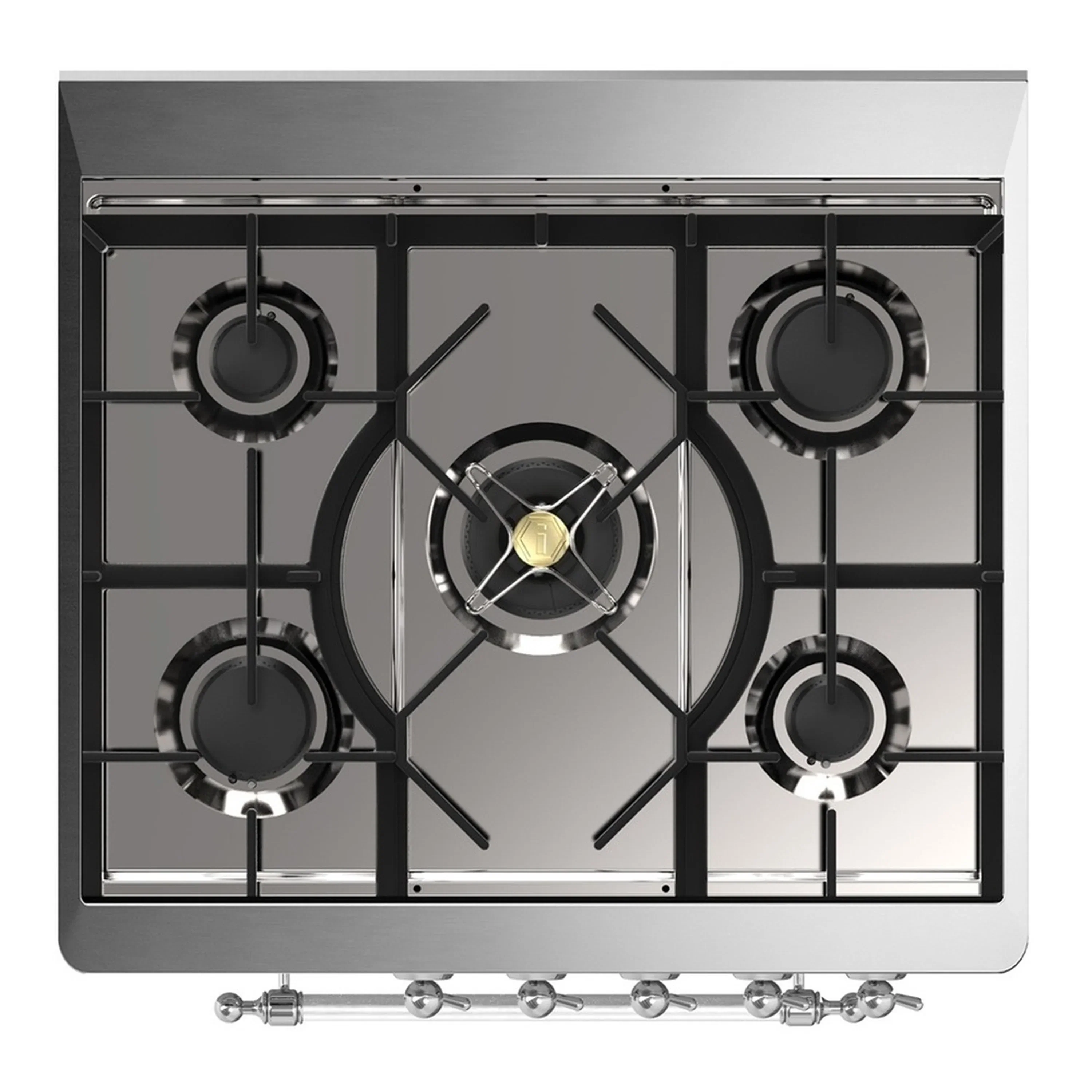 ILVE Majestic III 30-inch Dual Fuel Range with 5 Liquid Propane Burner and Solid Door Electric Oven in Glossy Black with Chrome Trim (UM30QNR3BKCLP) - Image 2