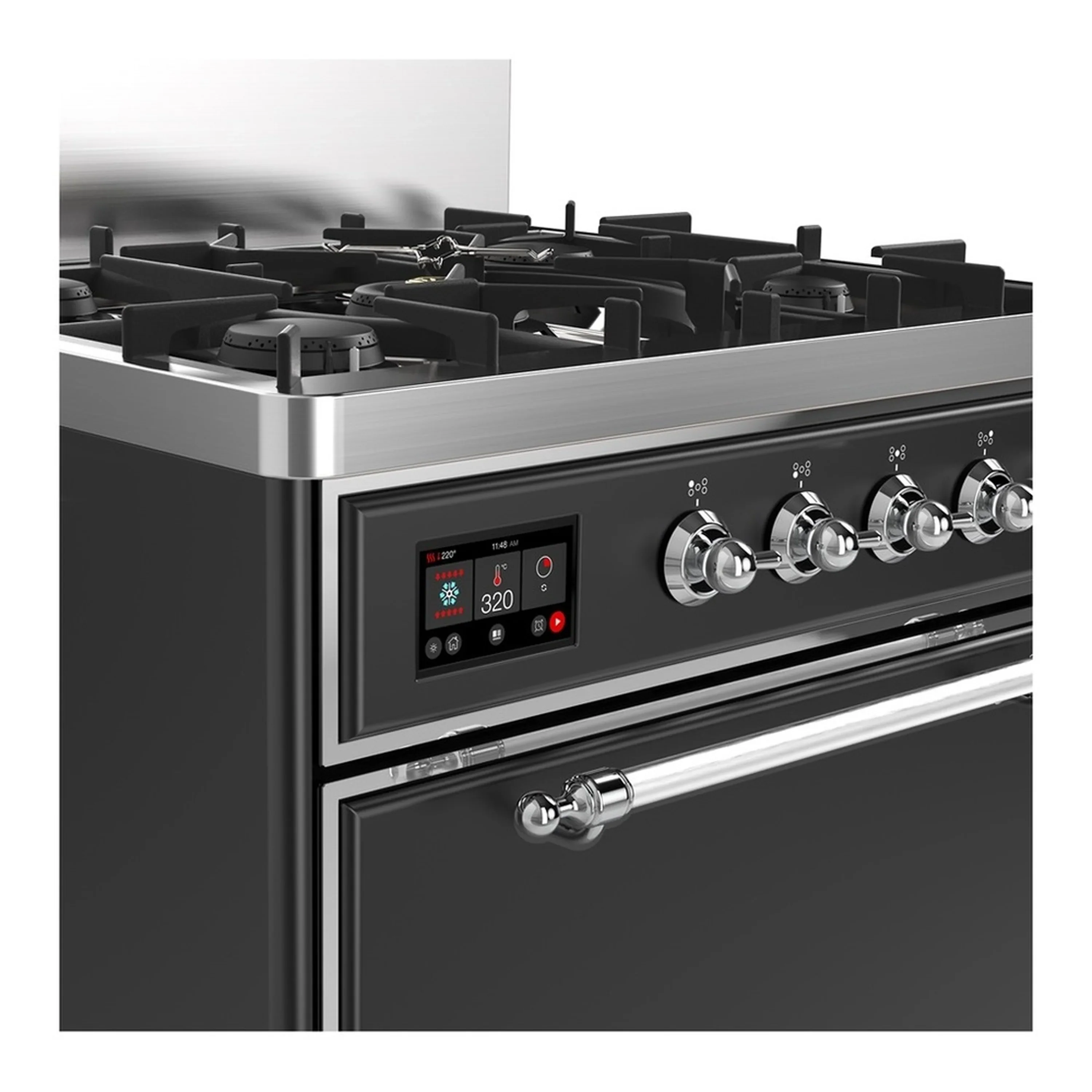 ILVE Majestic III 30-inch Dual Fuel Range with 5 Liquid Propane Burner and Solid Door Electric Oven in Graphite Matte with Chrome Trim (UM30QNR3MGCLP) - Image 5