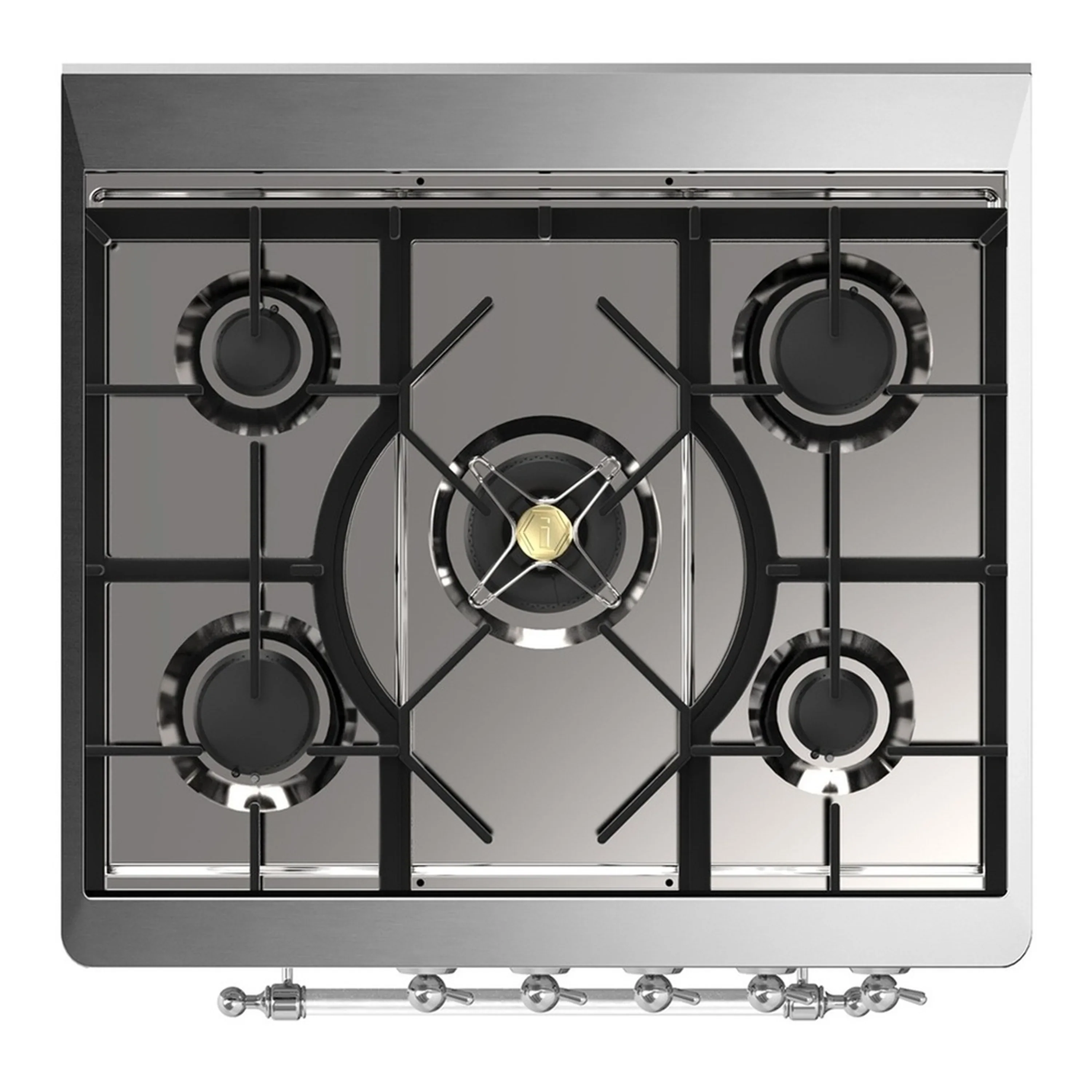 ILVE Majestic III 30-inch Dual Fuel Range with 5 Natural Gas Burner and Solid Door Electric Oven in Stainless Steel with Chrome Trim (UM30QNR3SSC) - Image 2