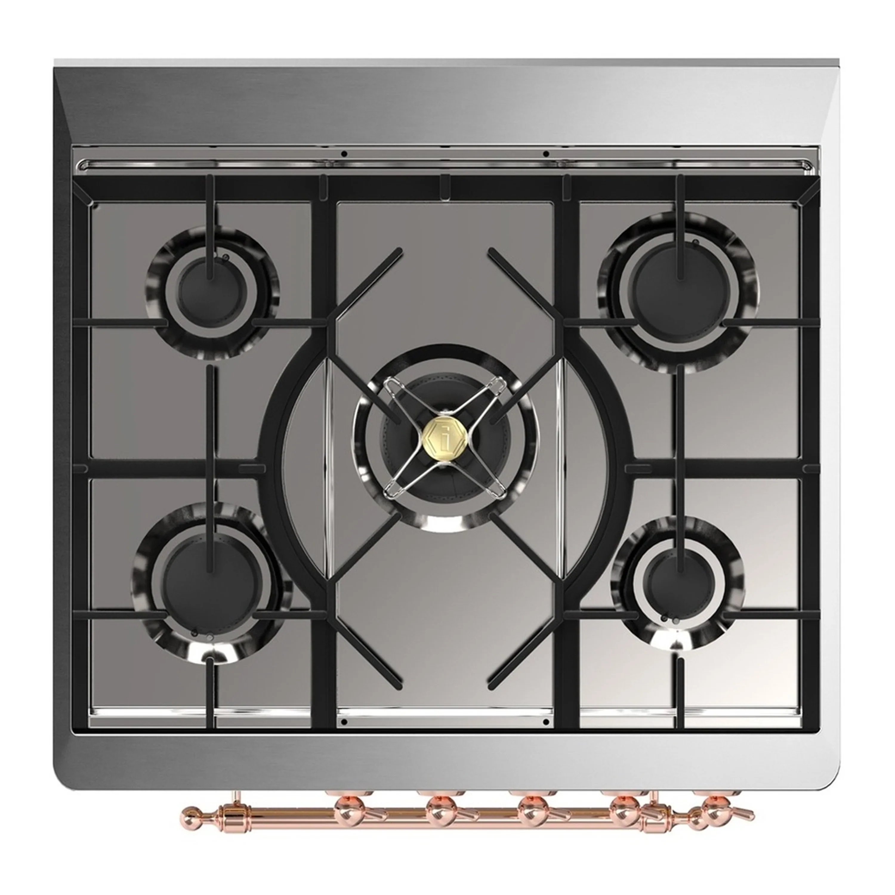 ILVE Majestic III 30-inch Dual Fuel Range with 5 Natural Gas Burner and Triple Glass Door Electric Oven in Antique White with Copper Trim (UM30NR3AWP) - Image 2