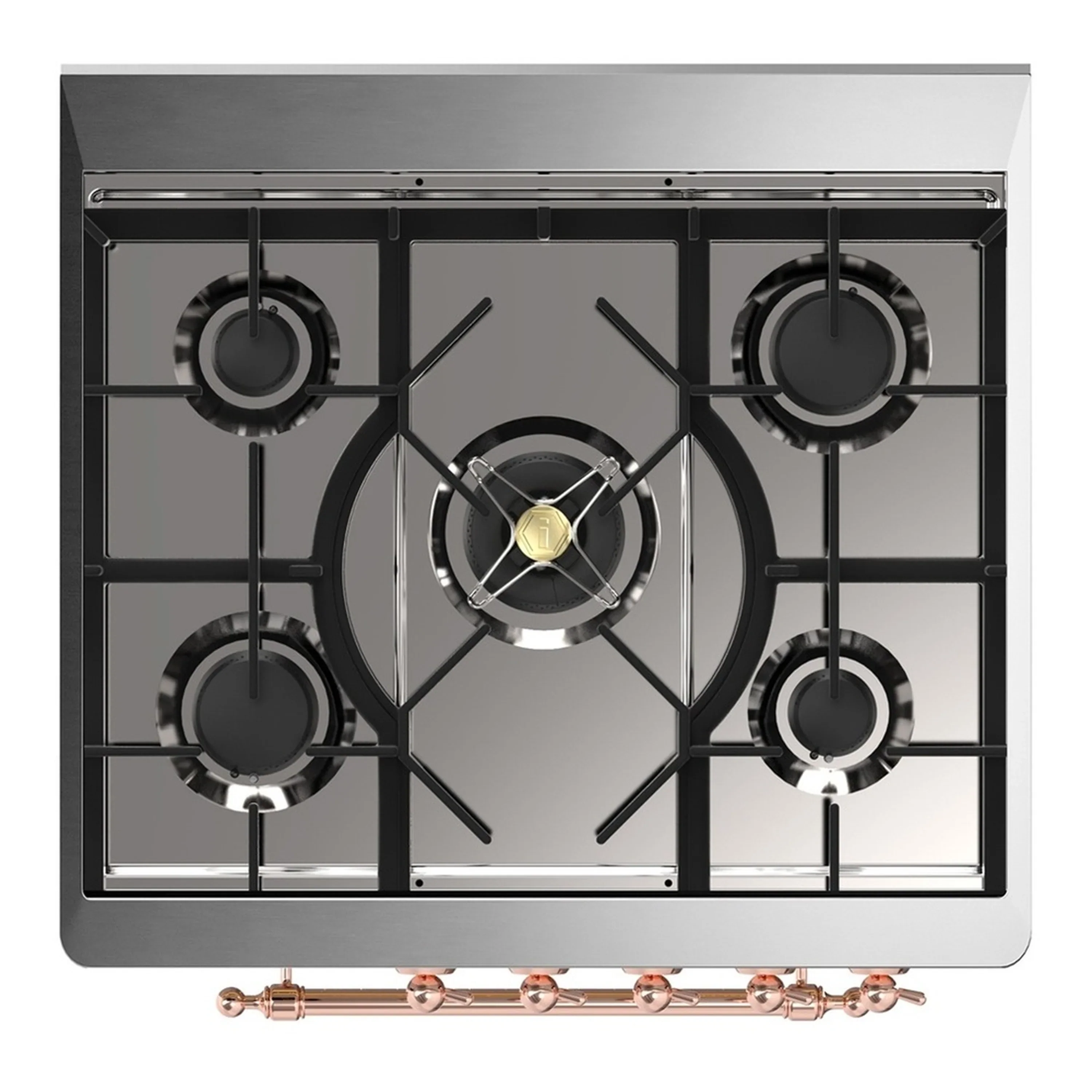 ILVE Majestic III 30-inch Dual Fuel Range with 5 Natural Gas Burner and Solid Door Electric Oven in Burgundy with Copper Trim (UM30QNR3BUP) - Image 2