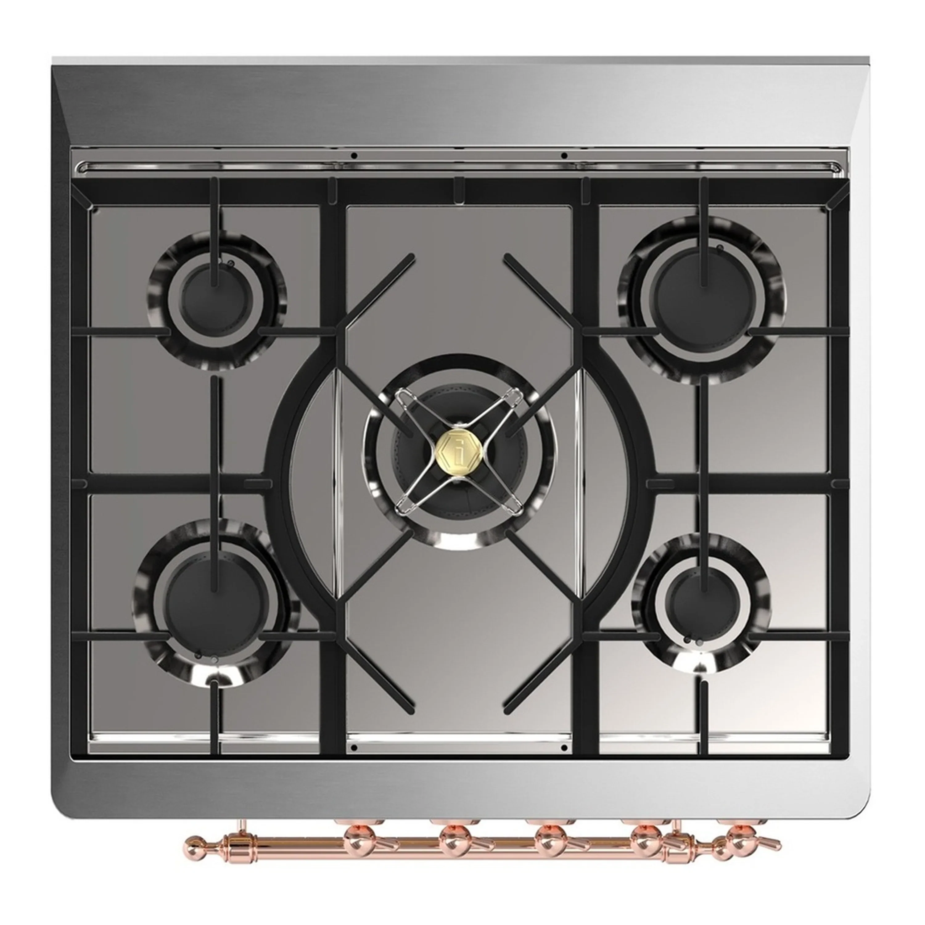 ILVE Majestic III 30-inch Dual Fuel Range with 5 Liquid Propane Burner and Triple Glass Door Electric Oven in Emerald Green with Copper Trim (UM30NR3EGPLP) - Image 2