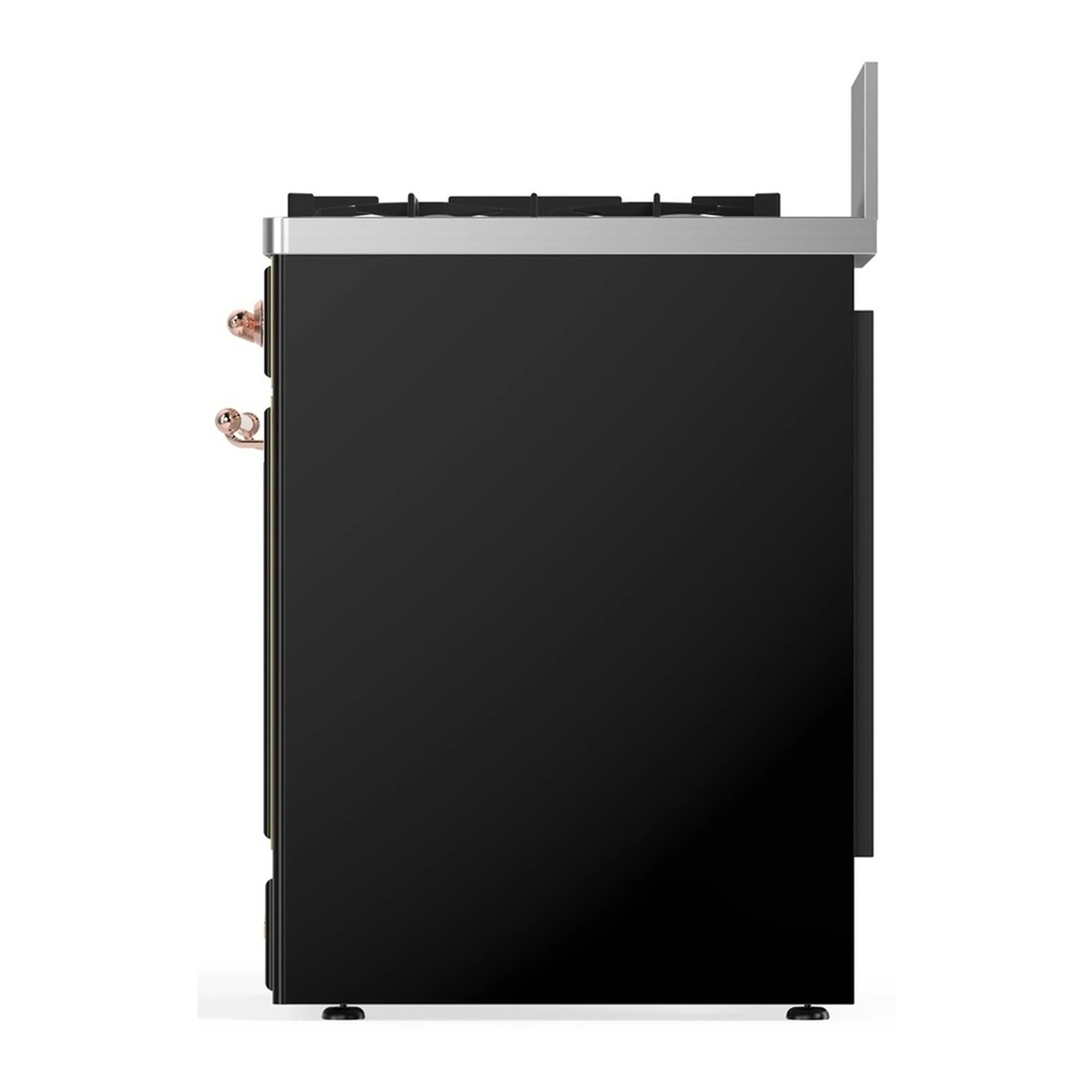 ILVE Majestic III 30-inch Dual Fuel Range with 5 Natural Gas Burner and Triple Glass Door Electric Oven in Glossy Black with Copper Trim (UM30NR3BKP) - Image 6