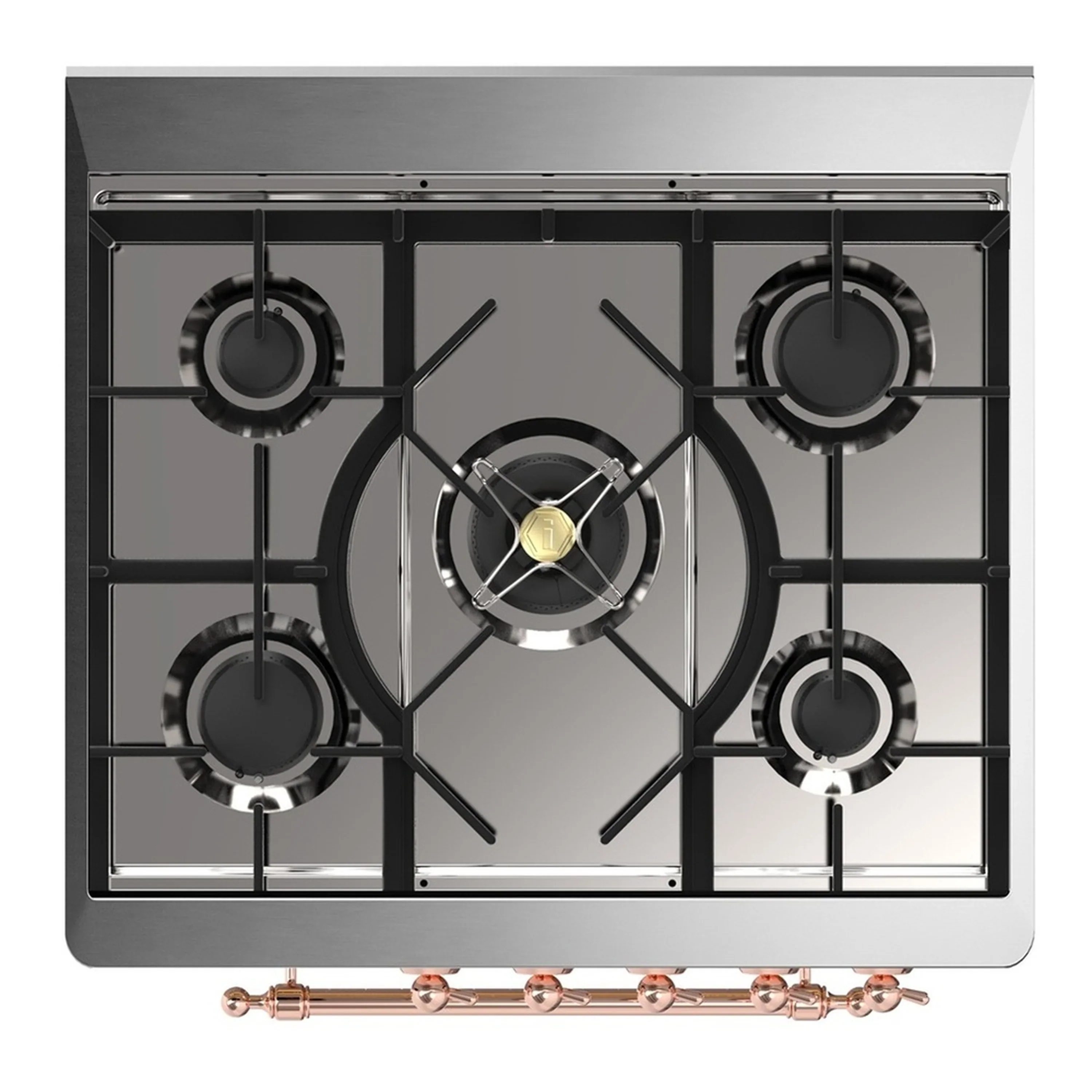 ILVE Majestic III 30-inch Dual Fuel Range with 5 Liquid Propane Burner and Triple Glass Door Electric Oven in Glossy Black with Copper Trim (UM30NR3BKPLP) - Image 2