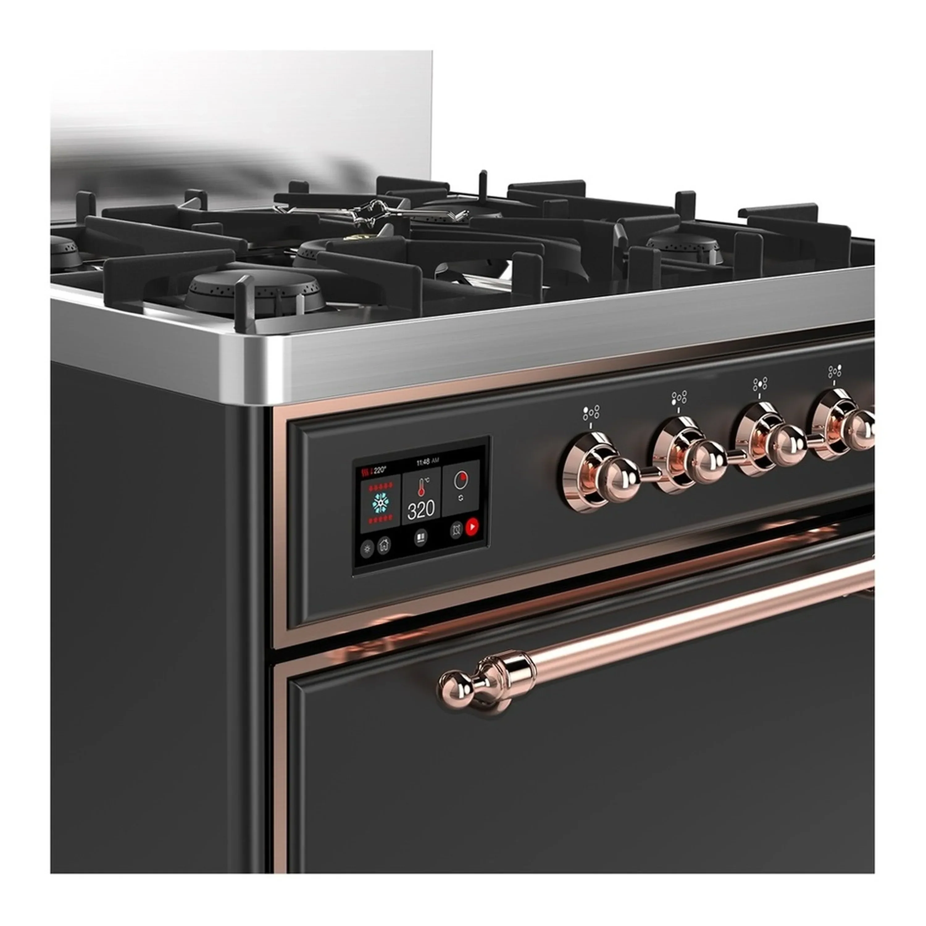 ILVE Majestic III 30-inch Dual Fuel Range with 5 Liquid Propane Burner and Solid Door Electric Oven in Graphite Matte with Copper Trim (UM30QNR3MGPLP) - Image 5