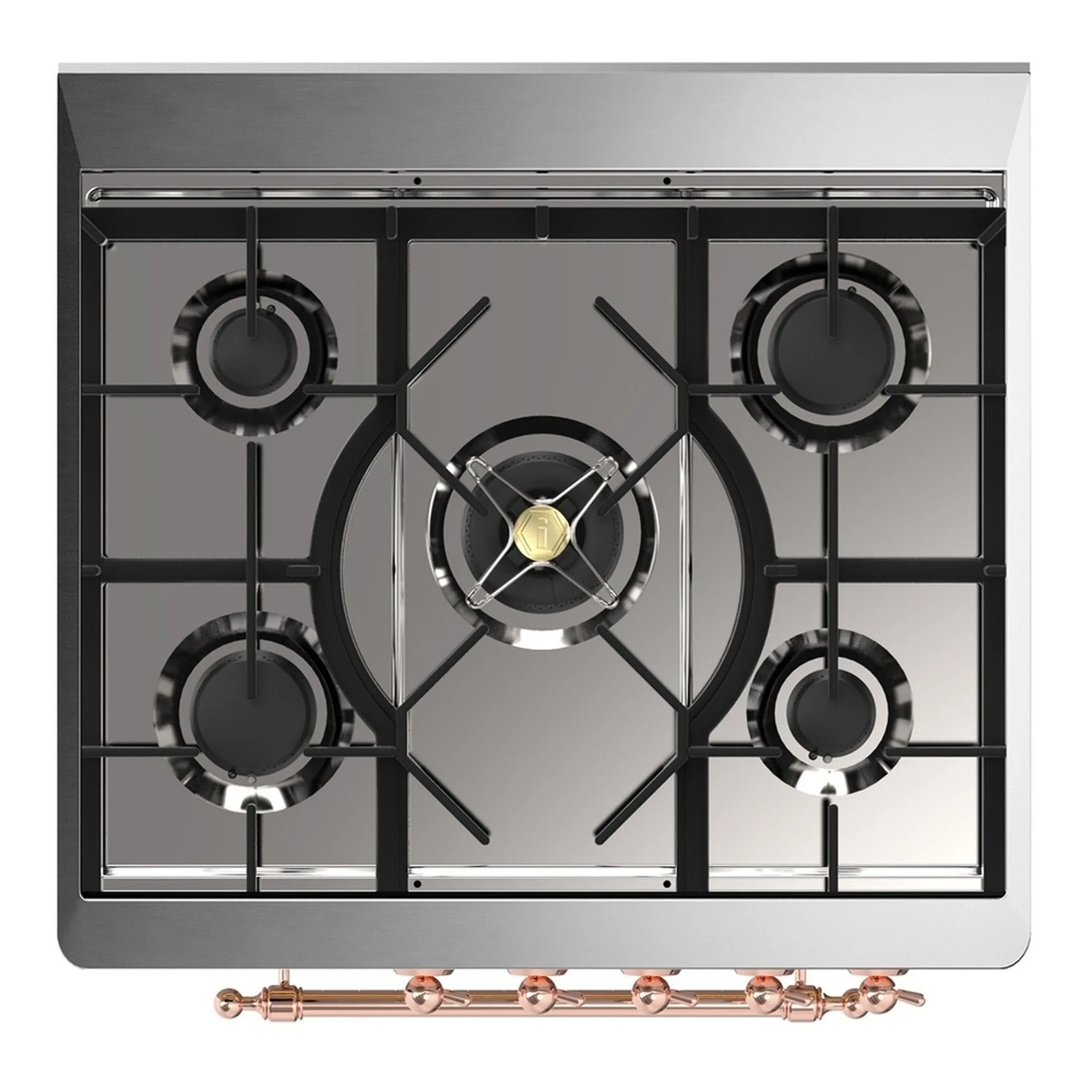 ILVE Majestic III 30-inch Dual Fuel Range with 5 Natural Gas Burner and Triple Glass Door Electric Oven in White with Copper Trim (UM30NR3WHP) - Image 2