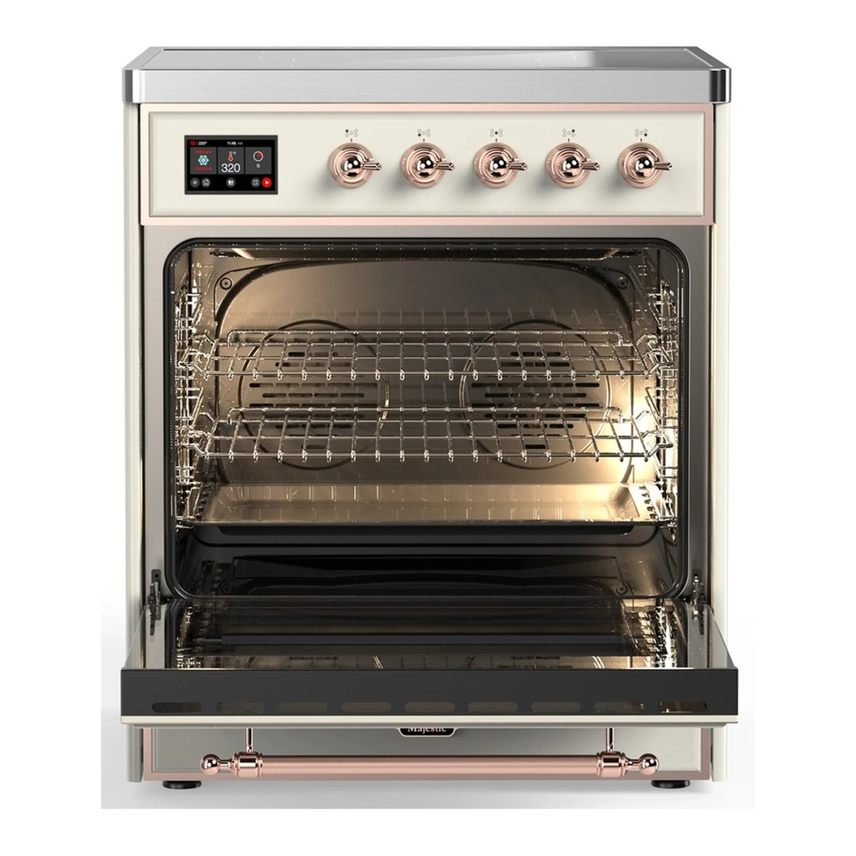 ILVE Majestic III 30-Inch Induction Range with 4 Induction Elements and Solid Door Electric Oven in Antique White with Copper Trim (UMIB30QNR3AWP) - Image 3