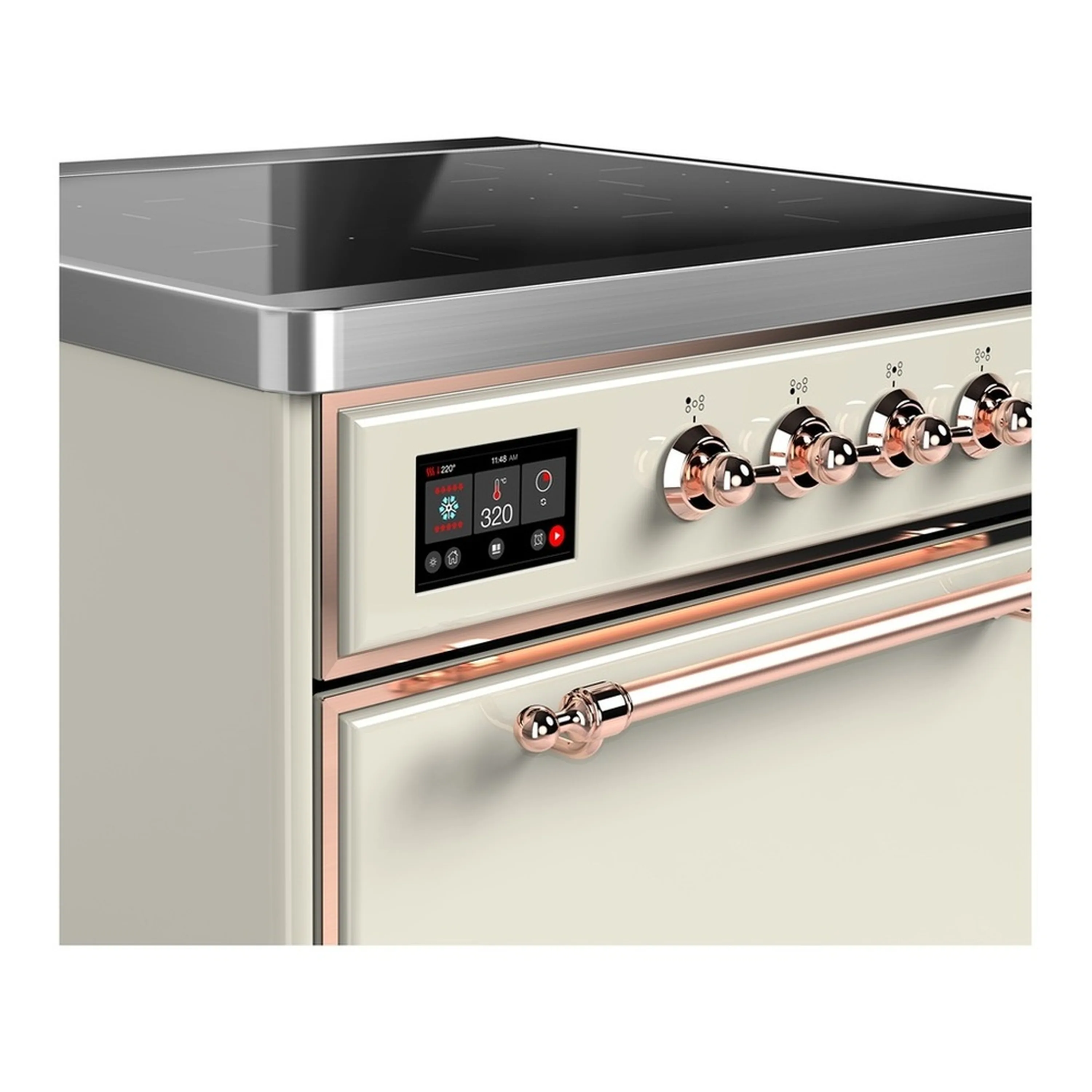 ILVE Majestic III 30-Inch Induction Range with 4 Induction Elements and Solid Door Electric Oven in Antique White with Copper Trim (UMIB30QNR3AWP) - Image 4