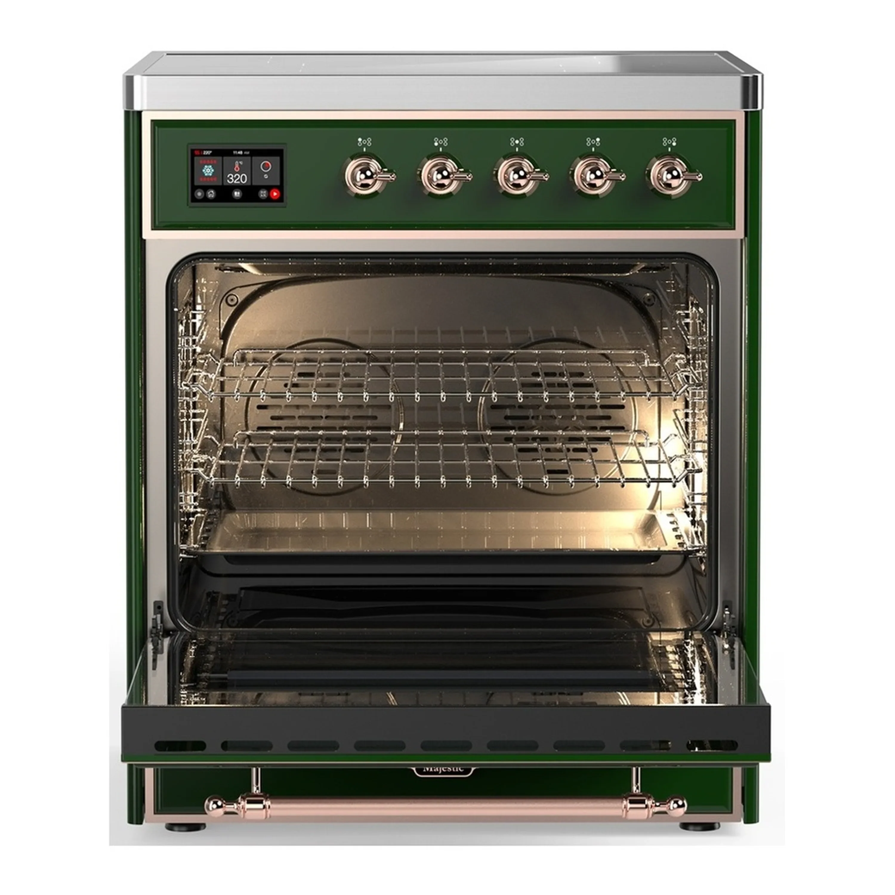 ILVE Majestic III 30-Inch Induction Range with 4 Induction Elements and Triple Glass Door Electric Oven in Emerald Green with Copper Trim (UMIB30NR3EGP) - Image 3
