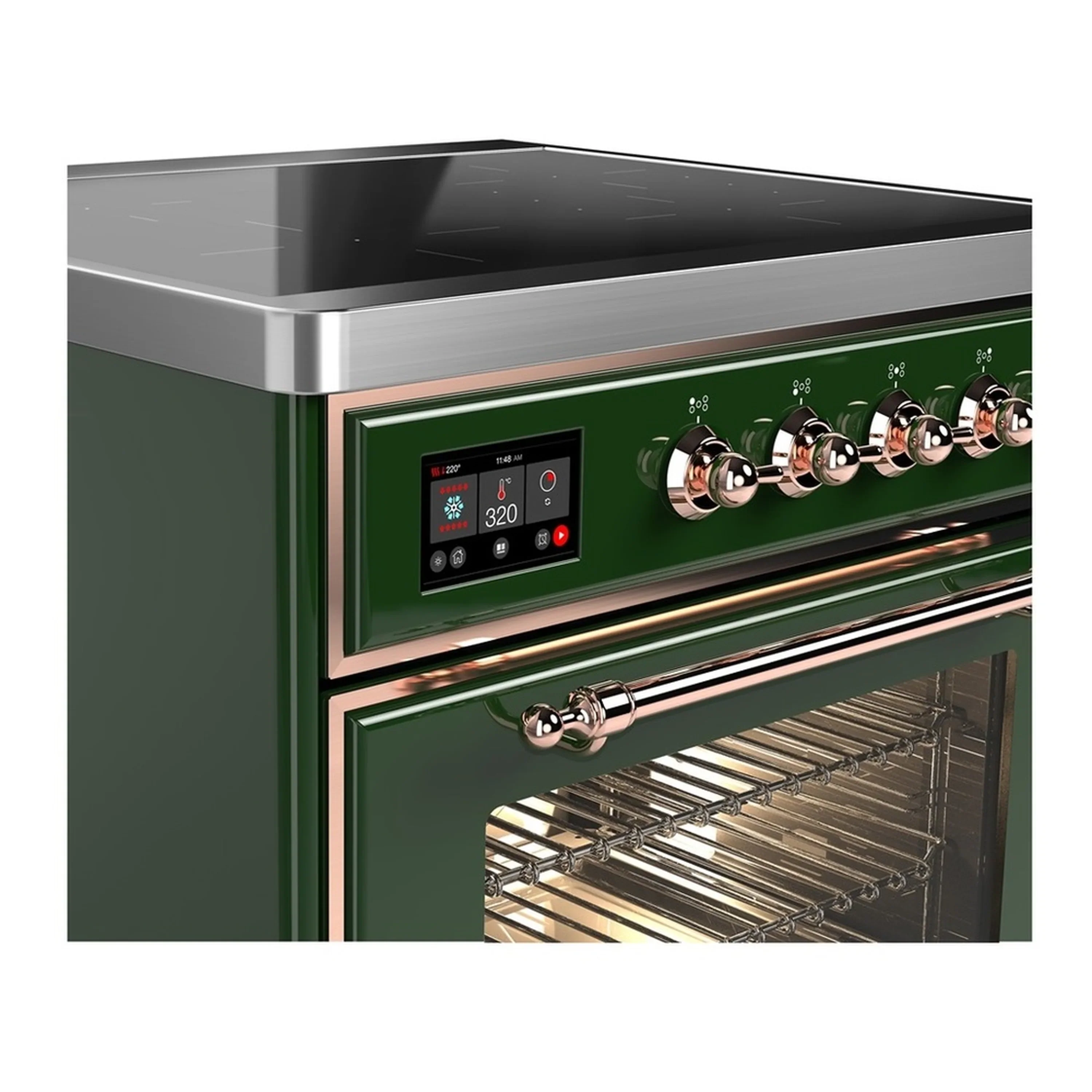ILVE Majestic III 30-Inch Induction Range with 4 Induction Elements and Triple Glass Door Electric Oven in Emerald Green with Copper Trim (UMIB30NR3EGP) - Image 4