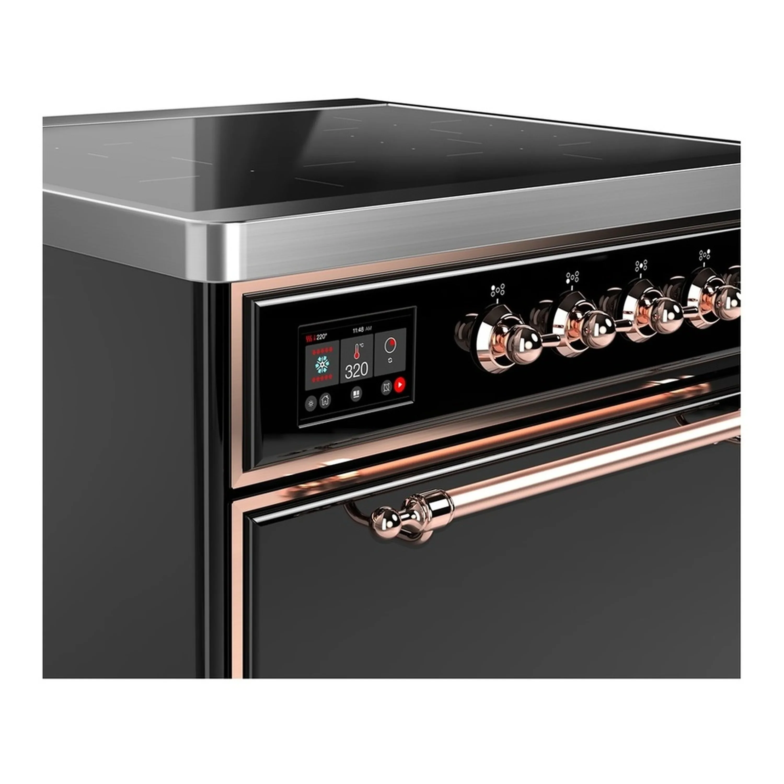 ILVE Majestic III 30-Inch Induction Range with 4 Induction Elements and Solid Door Electric Oven in Glossy Black with Copper Trim (UMIB30QNR3BKP) - Image 4