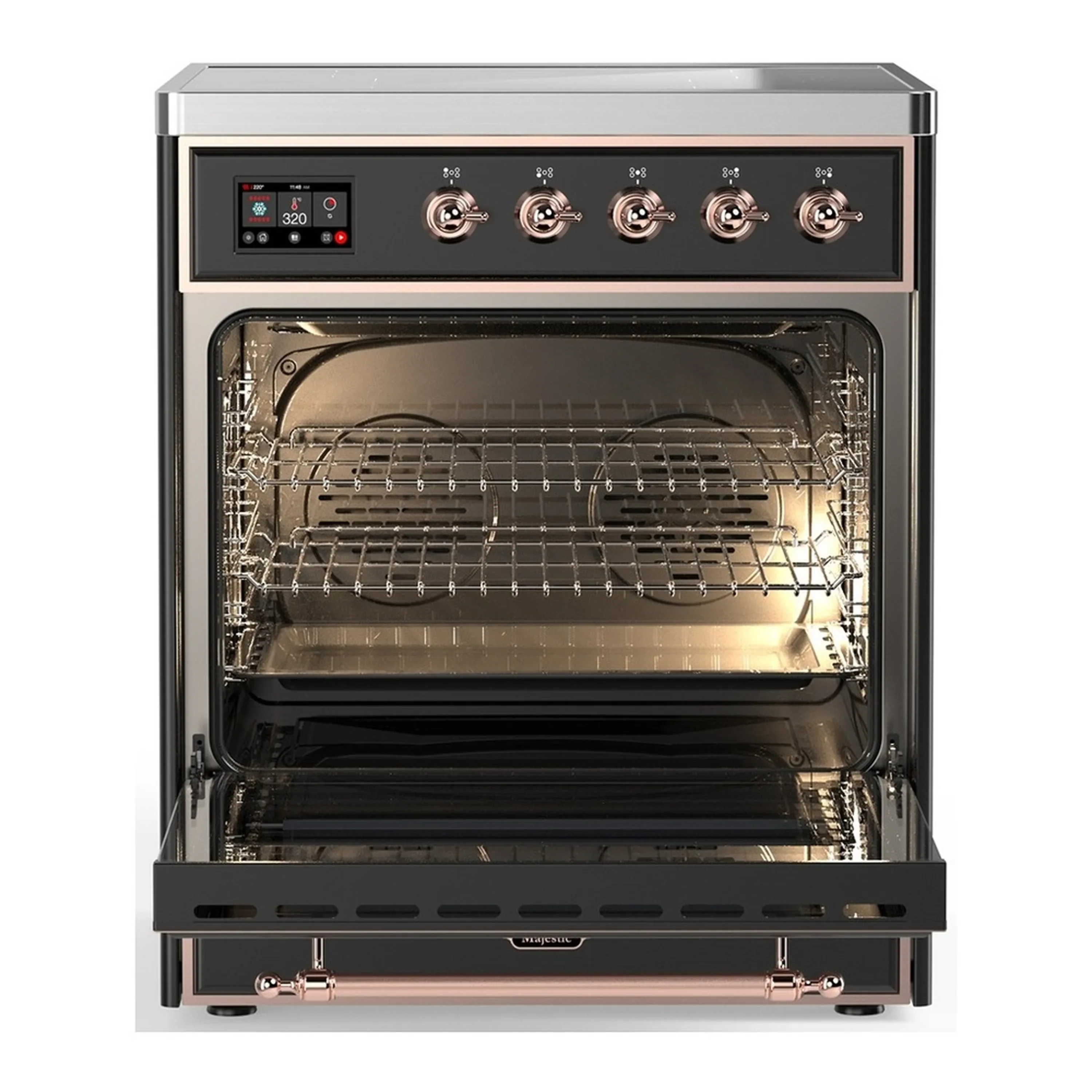 ILVE Majestic III 30-Inch Induction Range with 4 Induction Elements and Triple Glass Door Electric Oven in Matte Graphite with Copper Trim (UMIB30NR3MGP) - Image 3