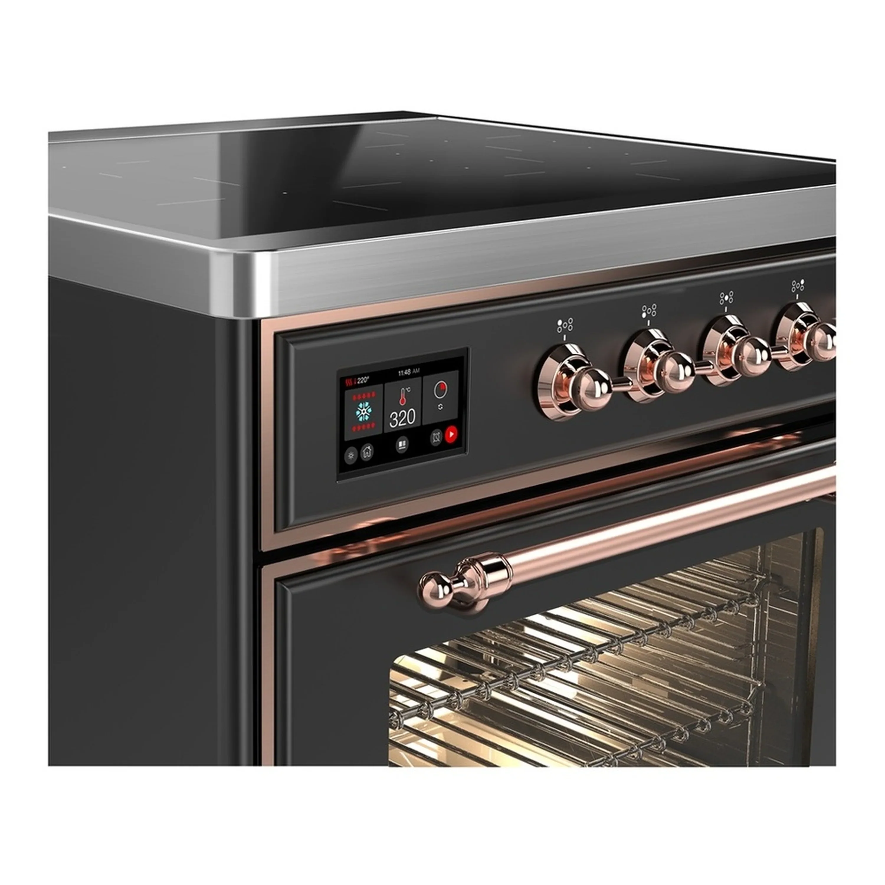 ILVE Majestic III 30-Inch Induction Range with 4 Induction Elements and Triple Glass Door Electric Oven in Matte Graphite with Copper Trim (UMIB30NR3MGP) - Image 4