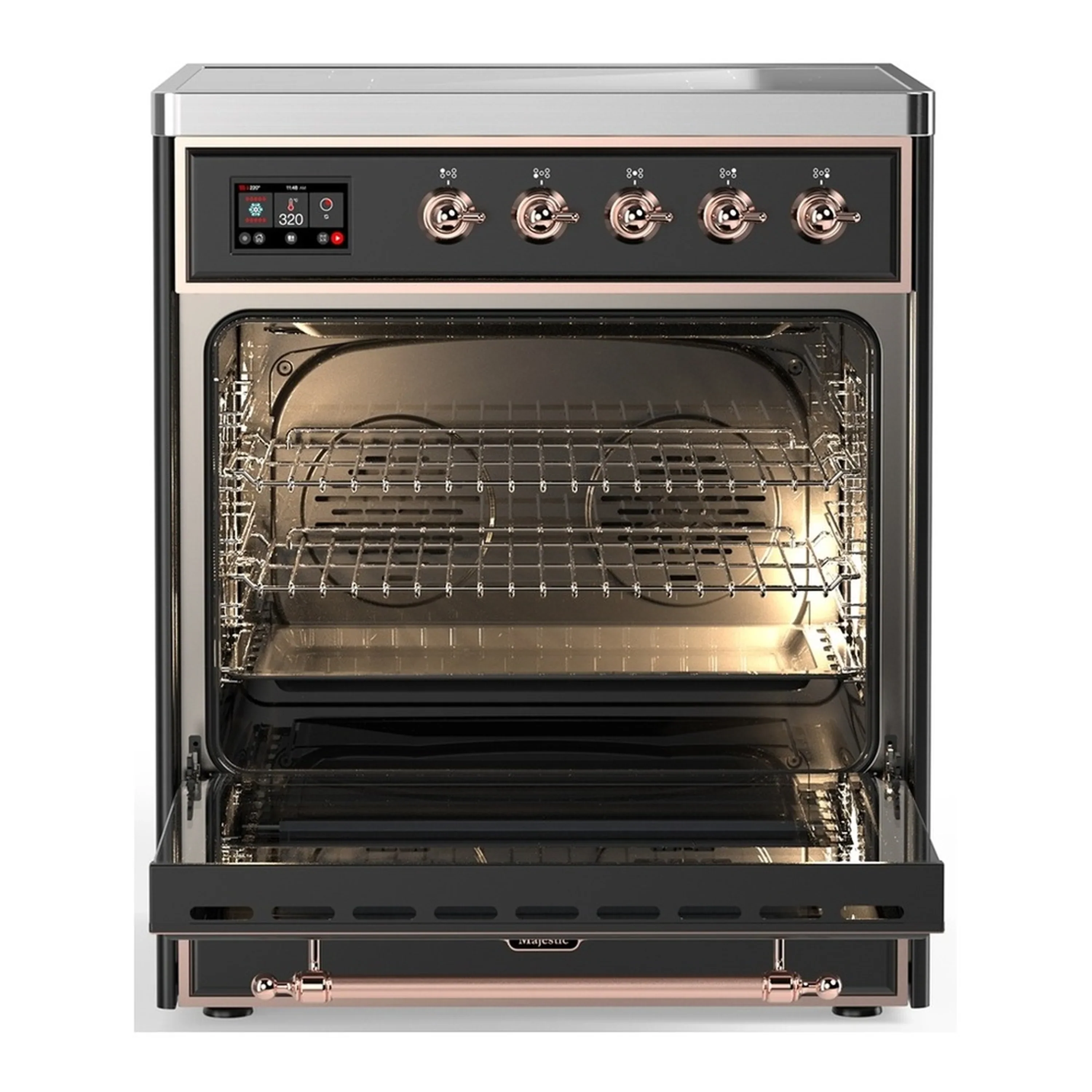 ILVE Majestic III 30-Inch Induction Range with 4 Induction Elements and Solid Door Electric Oven in Matte Graphite with Copper Trim (UMIB30QNR3MGP) - Image 3